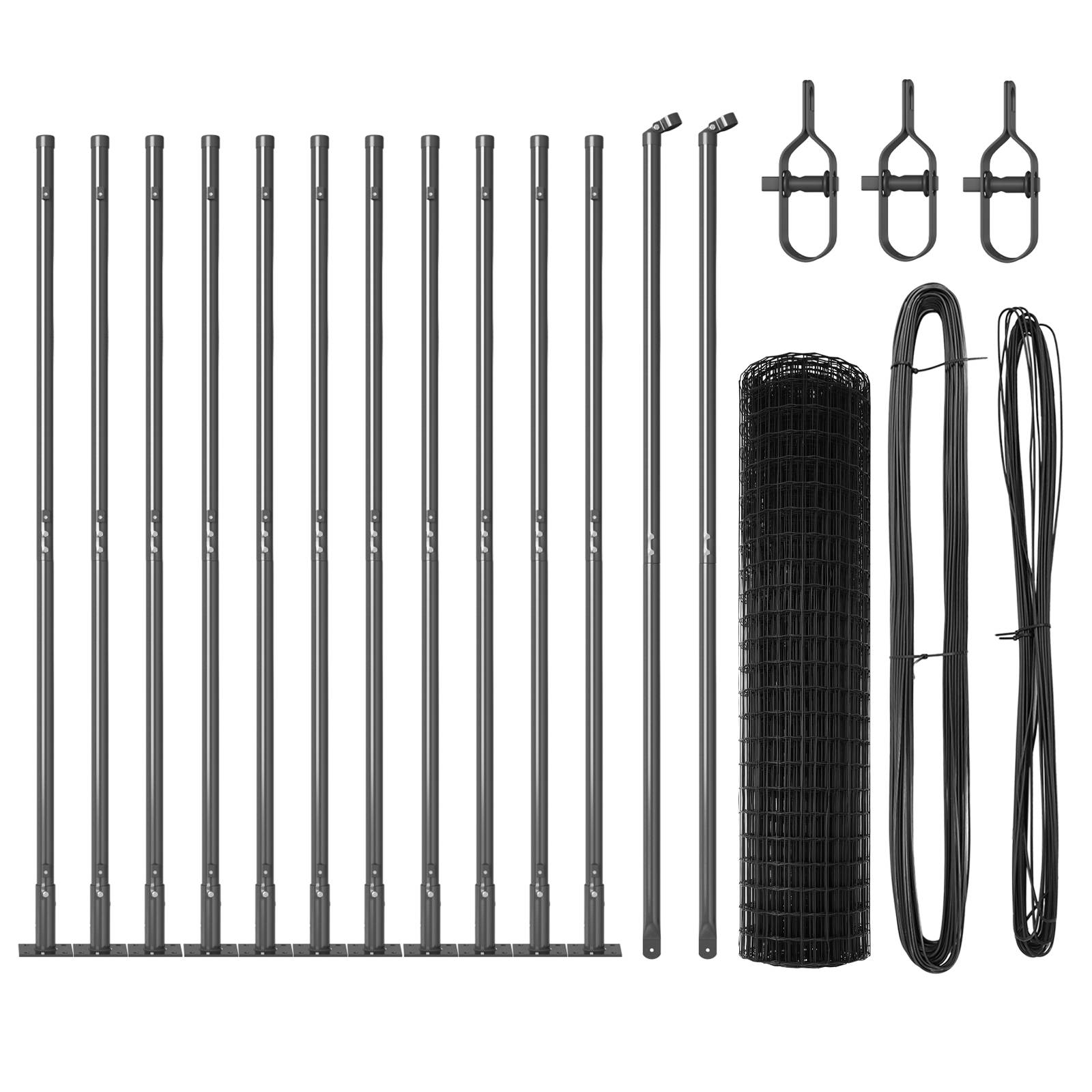 vidaXL Euro Zaun mit 13 Flanschpfosten 1,2x25 m verzinkter Stahl