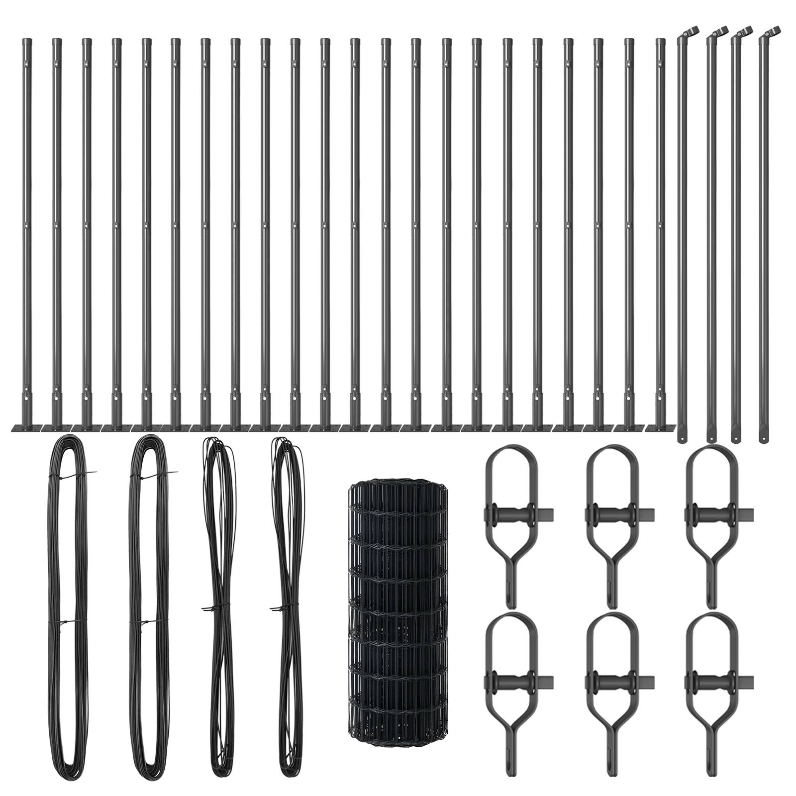 vidaXL Euro-Zaun mit 13 Flanschen 0,4x50 m galvanisierter Stahl