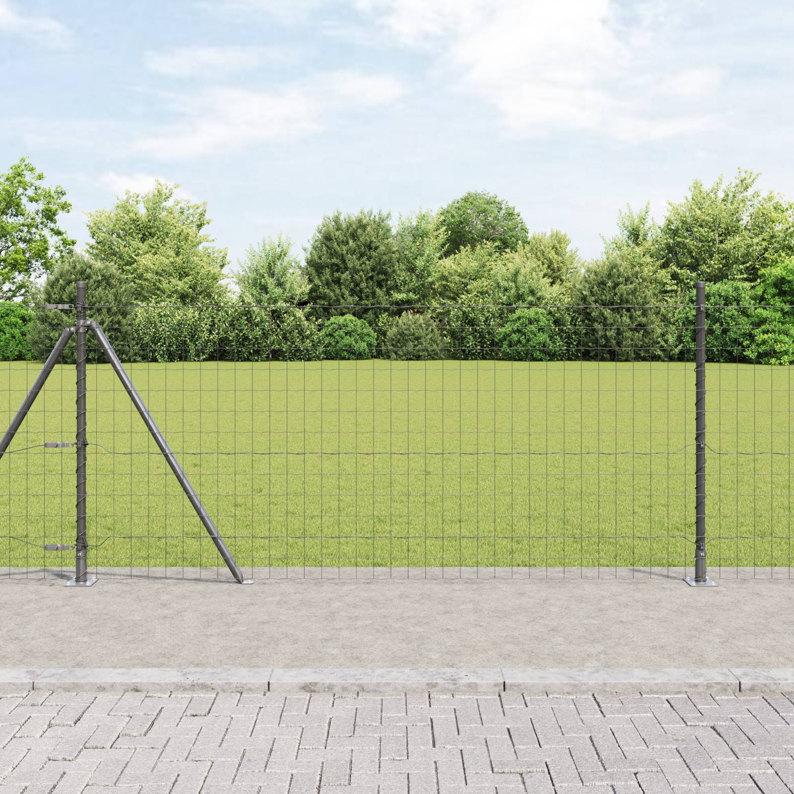 vidaXL Euro Zaun mit 7 Flanschkonsolen 1x10 m Verzinkter Stahl