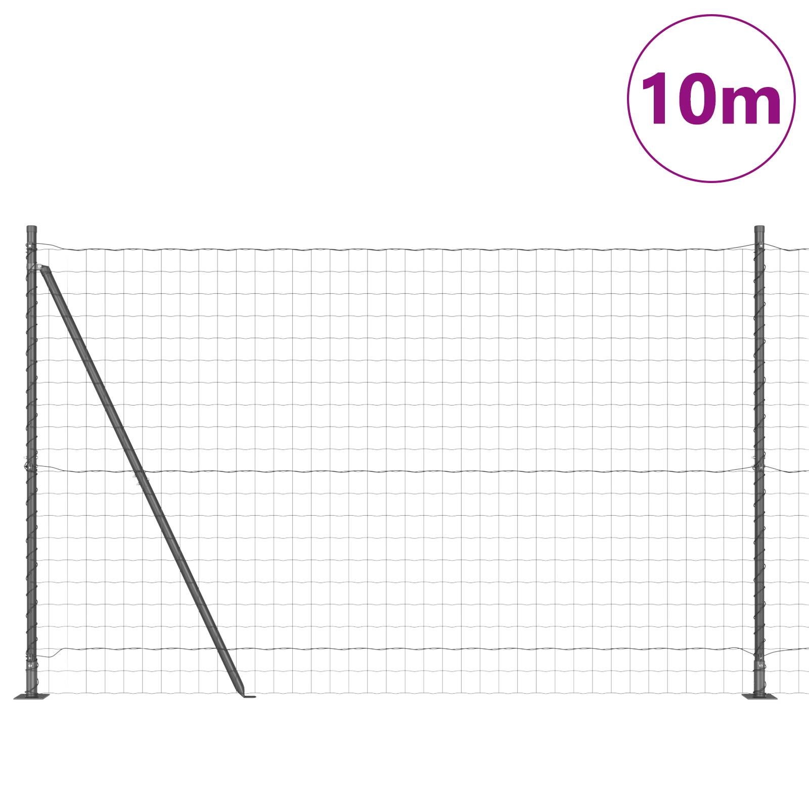 vidaXL Euro Zaun mit 7 Flanschpfosten 1,5x10 m galvanisierter Stahl