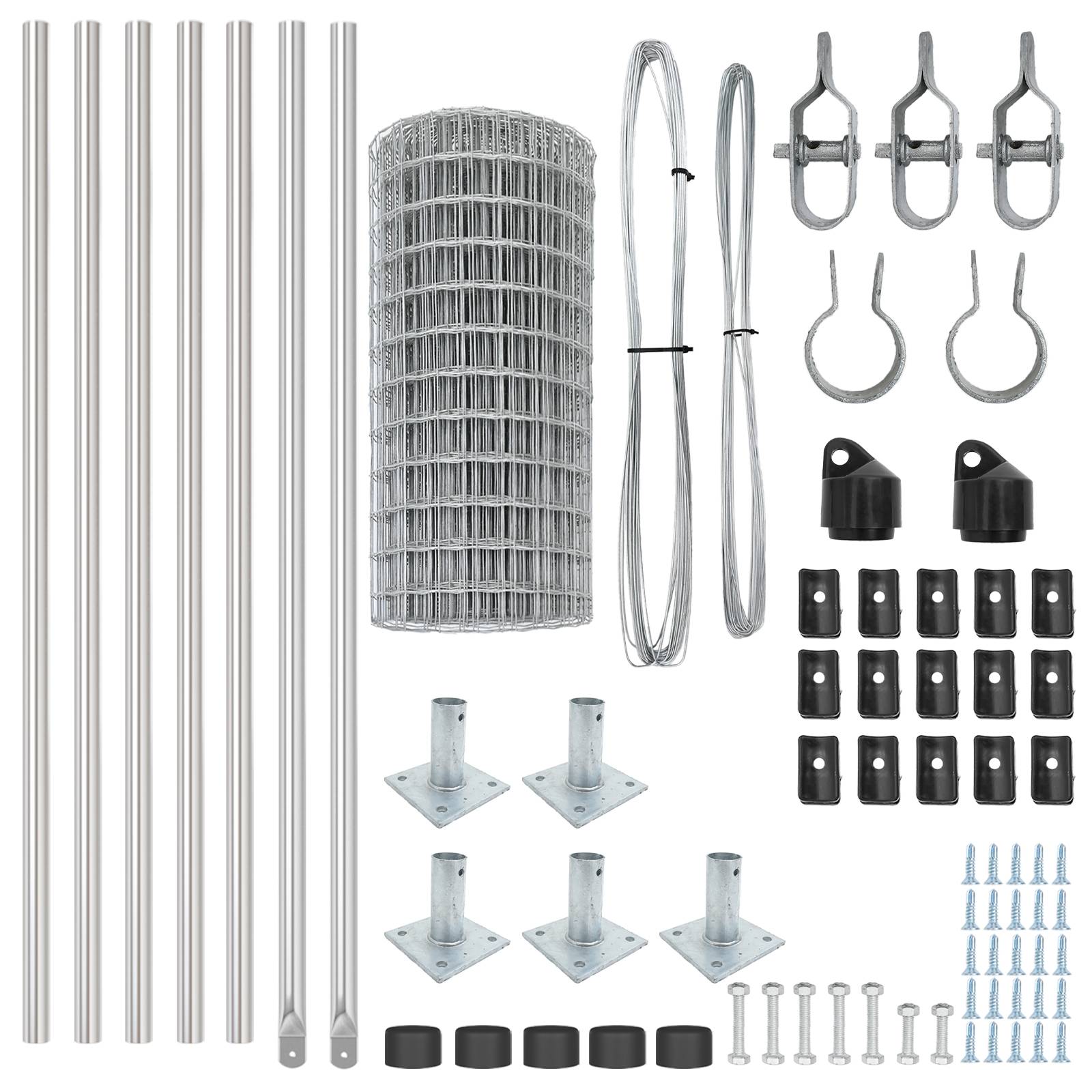 vidaXL Euro Zaun mit 7 Flanschpfosten 0.6x10 m Verzinkter Stahl