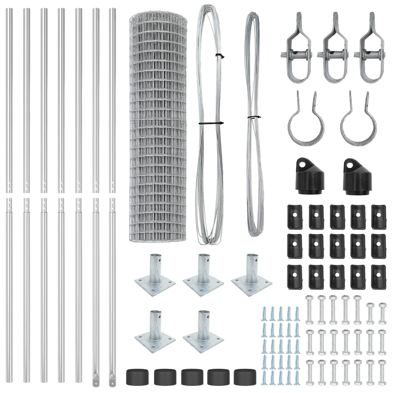 vidaXL Euro Zaun mit 7 Flanschposten 0.8x10 m Verzinkter Stahl