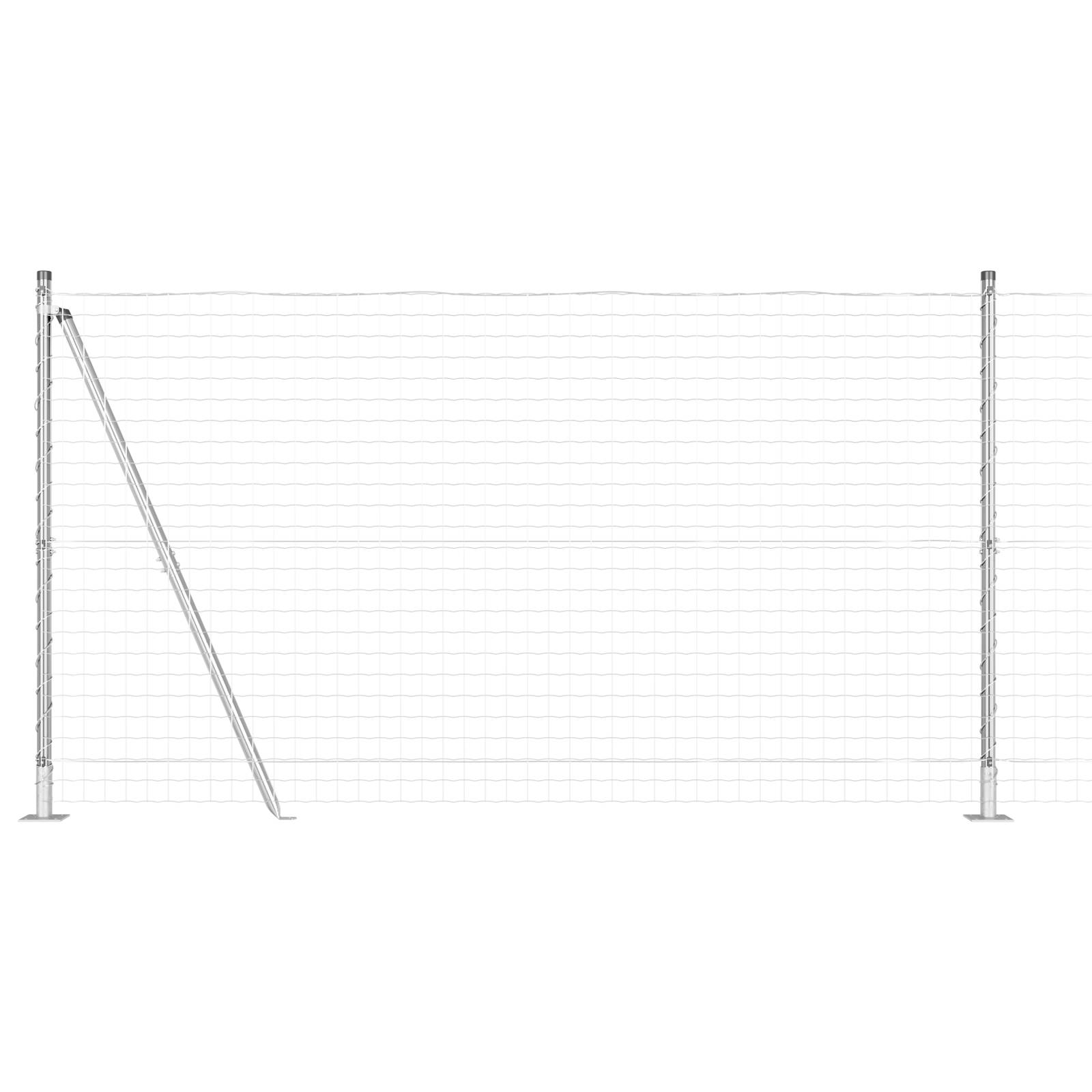 vidaXL Eurozaun mit 7 Flanschpfosten 1,2x10 m galvanisierter Stahl