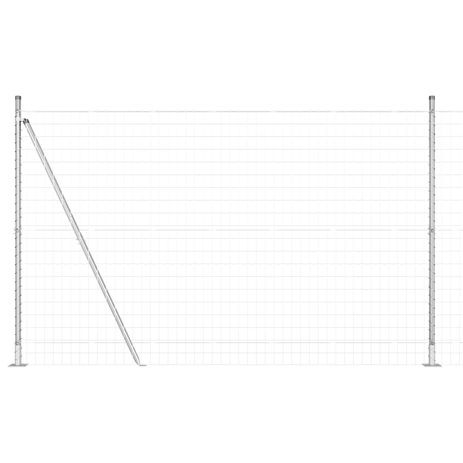 vidaXL Euro Zaun mit 7 Flanschpfosten 1,5x10 m Verzinkter Stahl