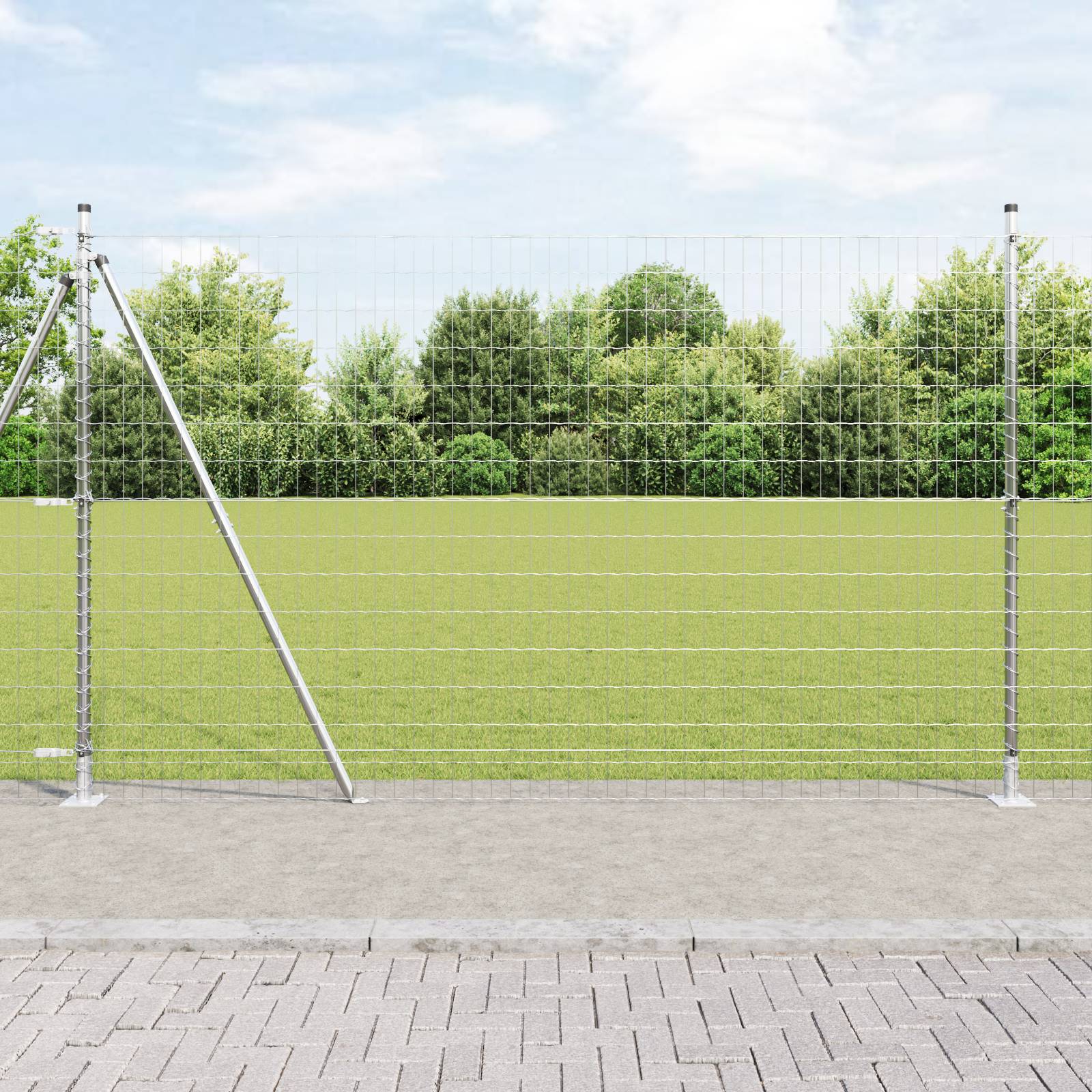 vidaXL Eurozaun mit 7 Flanschpfosten 1,6x10 m aus verzinktem Stahl