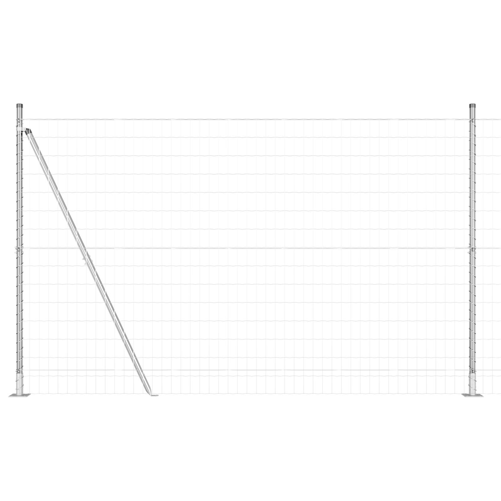 vidaXL Euro-Zaun mit 7 Flanschpfosten 1,4 x 10 m verzinkter Stahl