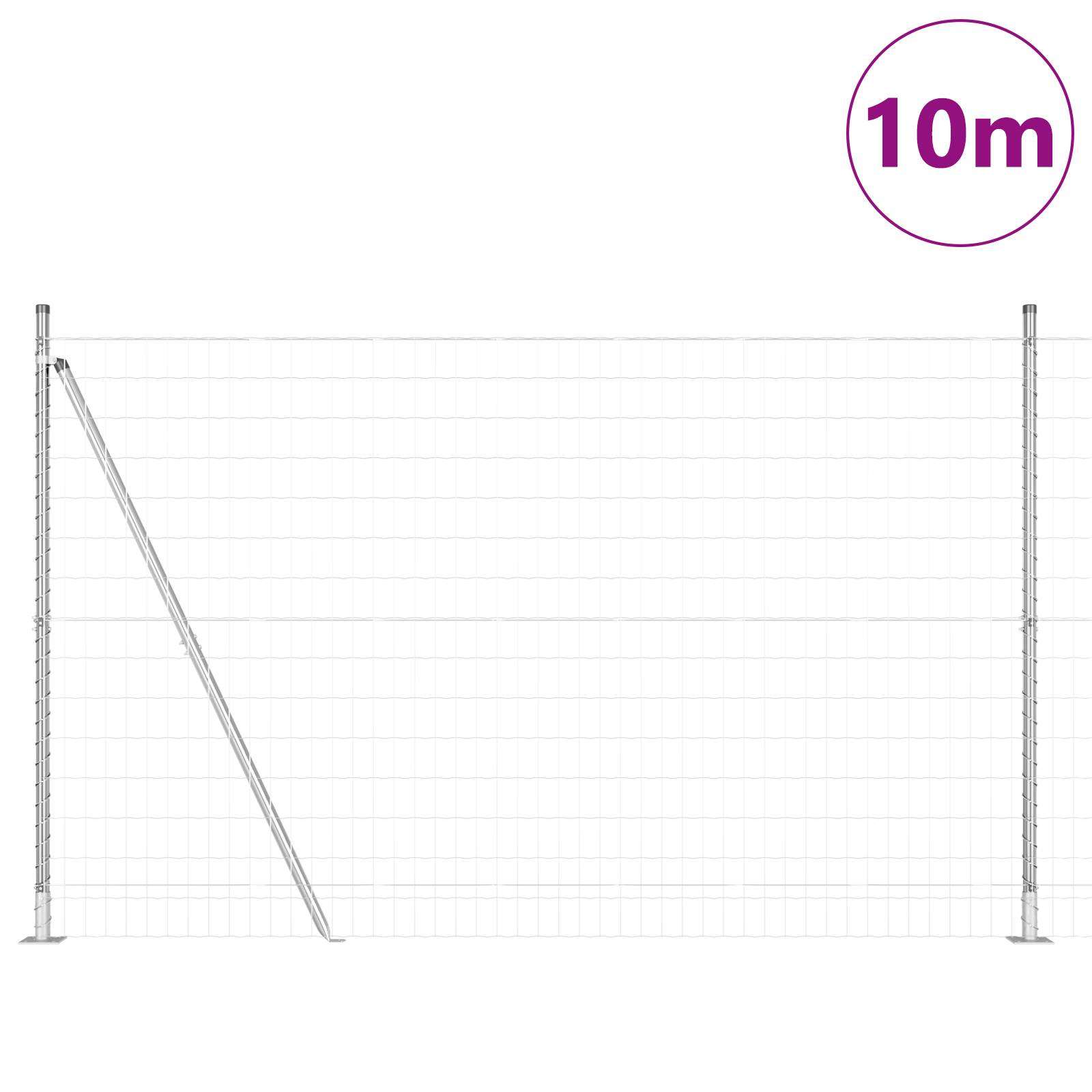 vidaXL Euro-Zaun mit 7 Flanschpfosten 1,4 x 10 m verzinkter Stahl