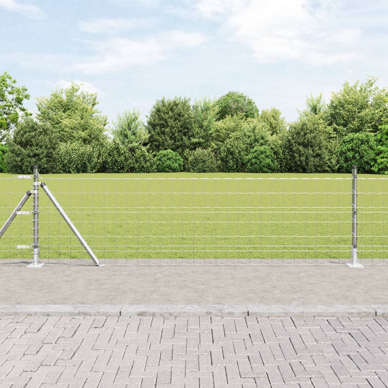 vidaXL Euro Zaun mit 13 Flanschpfosten 0.4x50 m verzinkter Stahl