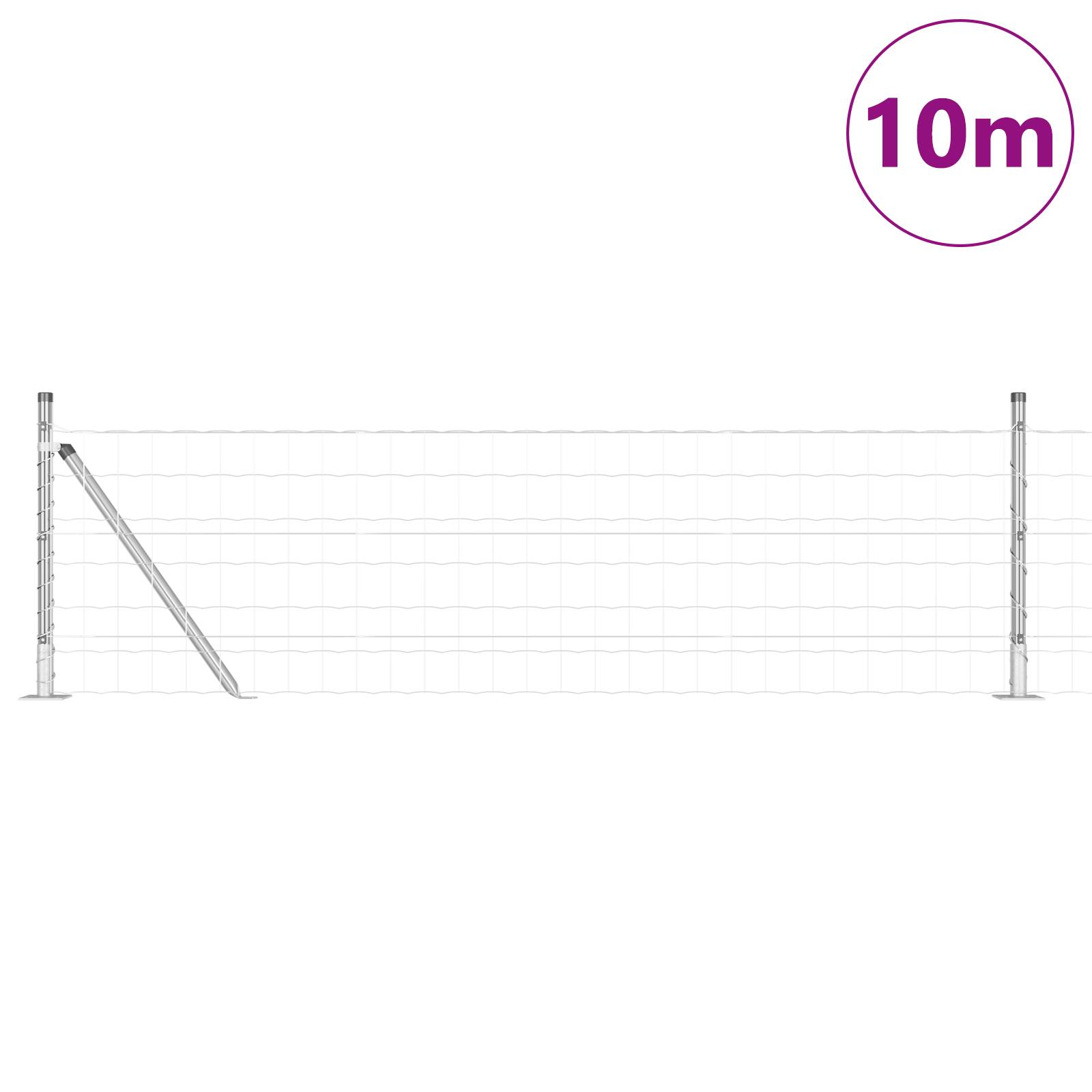 vidaXL Euro Zaun mit 7 Flanschpfosten 0,4x10 m aus galvanisiertem Stahl
