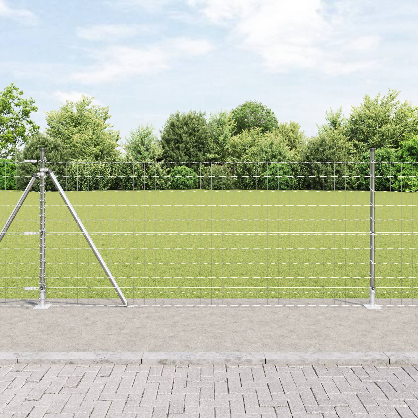 vidaXL Euro Zaun mit 13 Flanschpfosten 1x25 m Verzinkter Stahl
