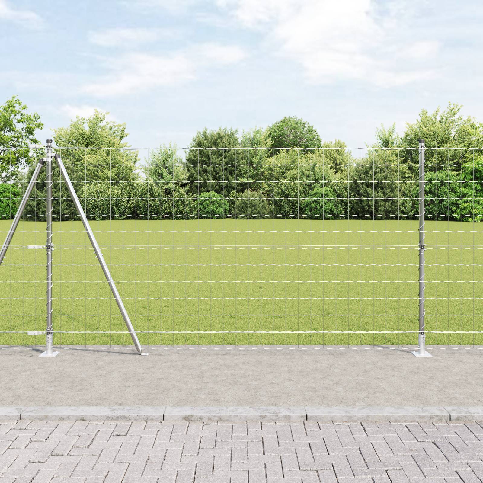 vidaXL Euro Zaun mit 7 Flanschpfosten 1.2x10 m Feuerverzinkter Stahl