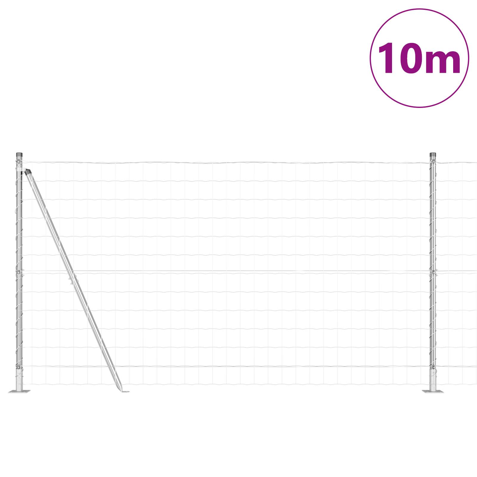vidaXL Euro Zaun mit 7 Flanschpfosten 1.2x10 m Feuerverzinkter Stahl