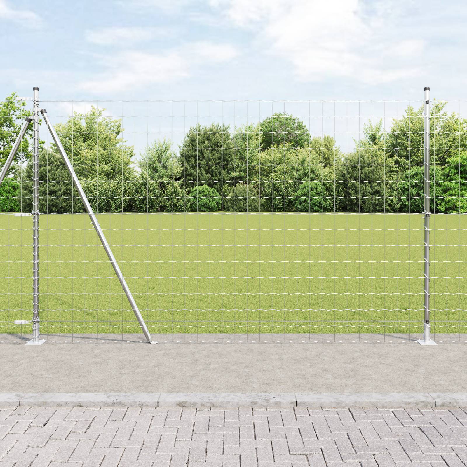 vidaXL Euro Zaun mit 7 Flanschpfosten 1,4x10 m galvanisierter Stahl