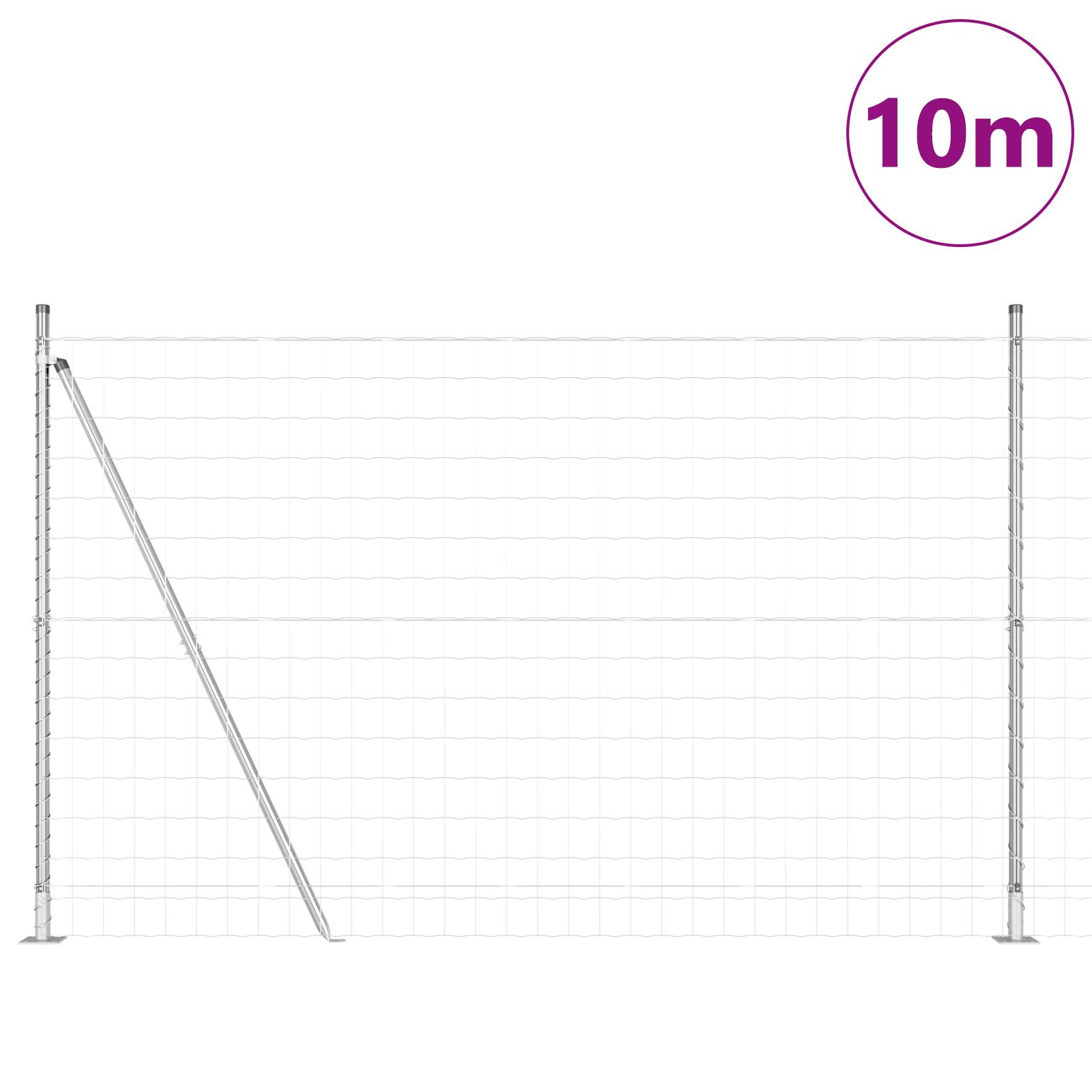 vidaXL Euro Zaun mit 7 Flanschpfosten 1,4x10 m galvanisierter Stahl
