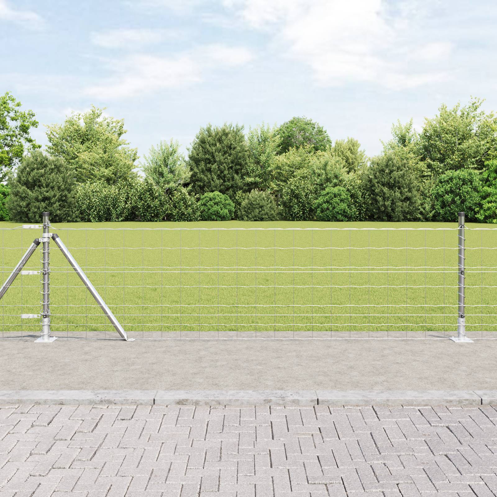 vidaXL Eurozaun mit 13 Flanschpfosten 0,6x25 m Verzinkter Stahl