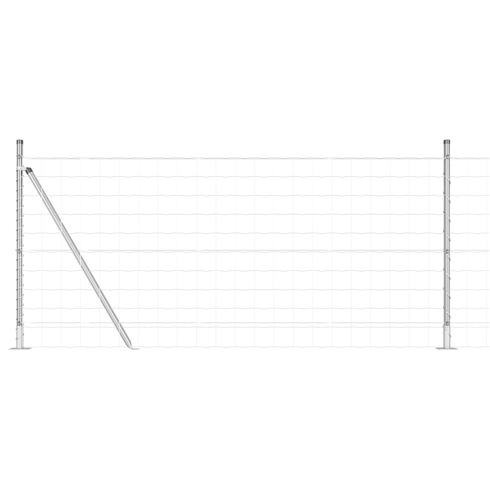 vidaXL Euro Zaun mit 13 Flanschpfosten 0.8x25 m Feuerverzinkter Stahl