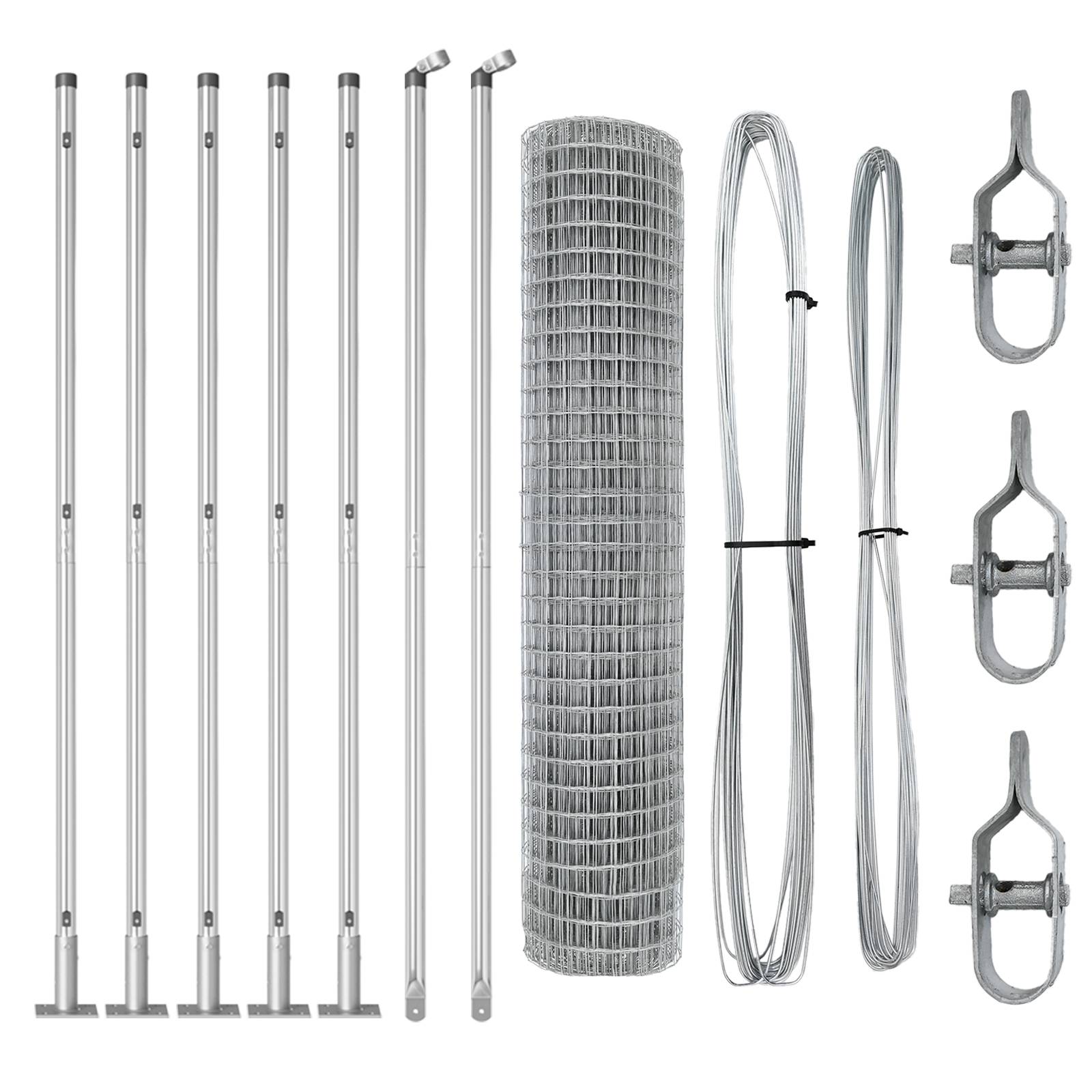 vidaXL Euro Zaun mit 7 Flanschpfosten 1,6x10 m verzinkter Stahl