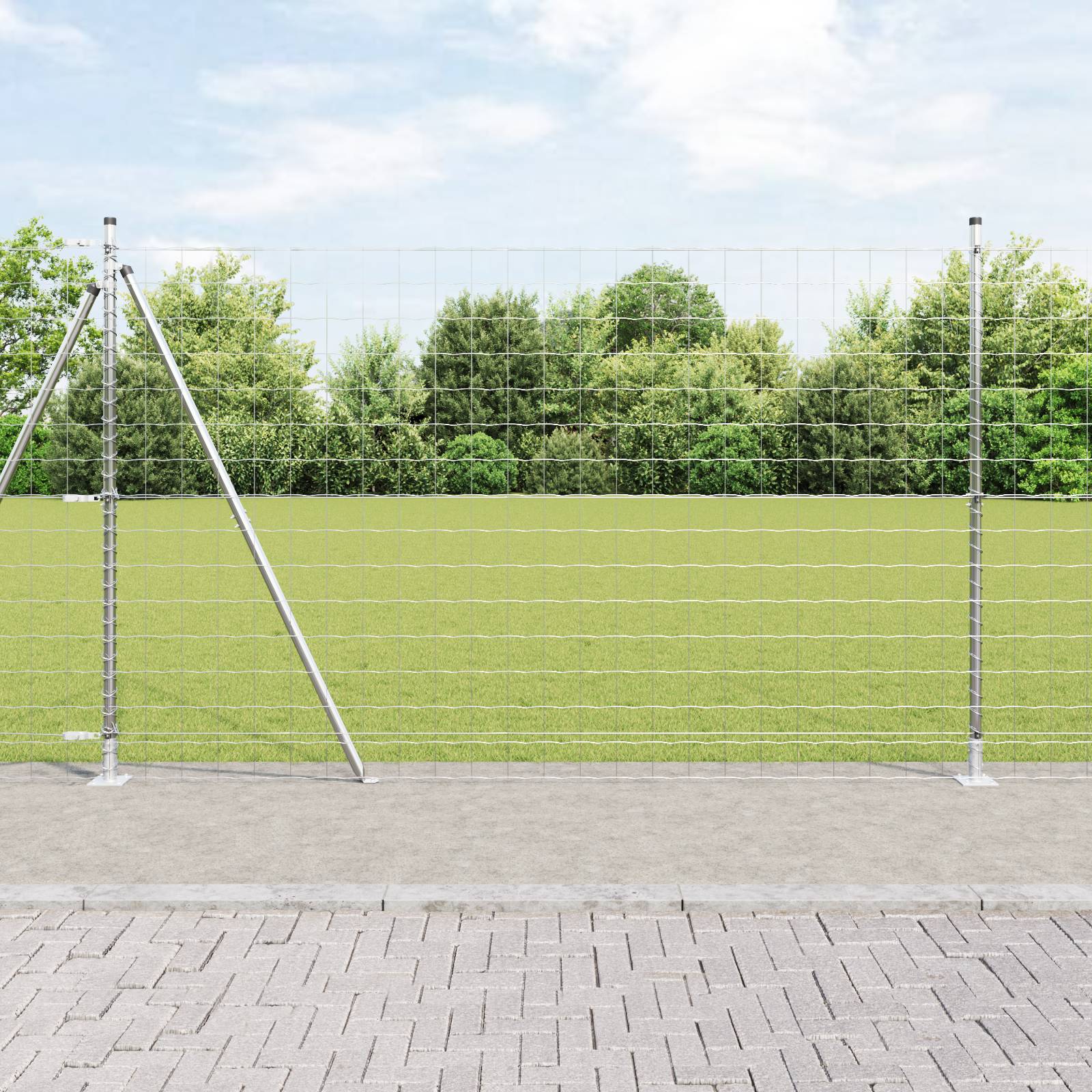 vidaXL Euro Zaun mit 7 Flanschpfosten 1,4x10 m verzinkter Stahl