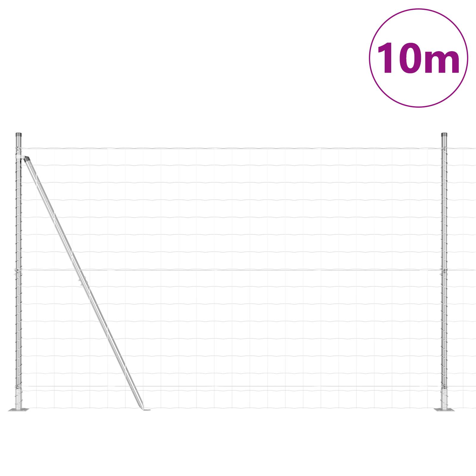vidaXL Euro Zaun mit 7 Flanschpfosten 1,4x10 m verzinkter Stahl