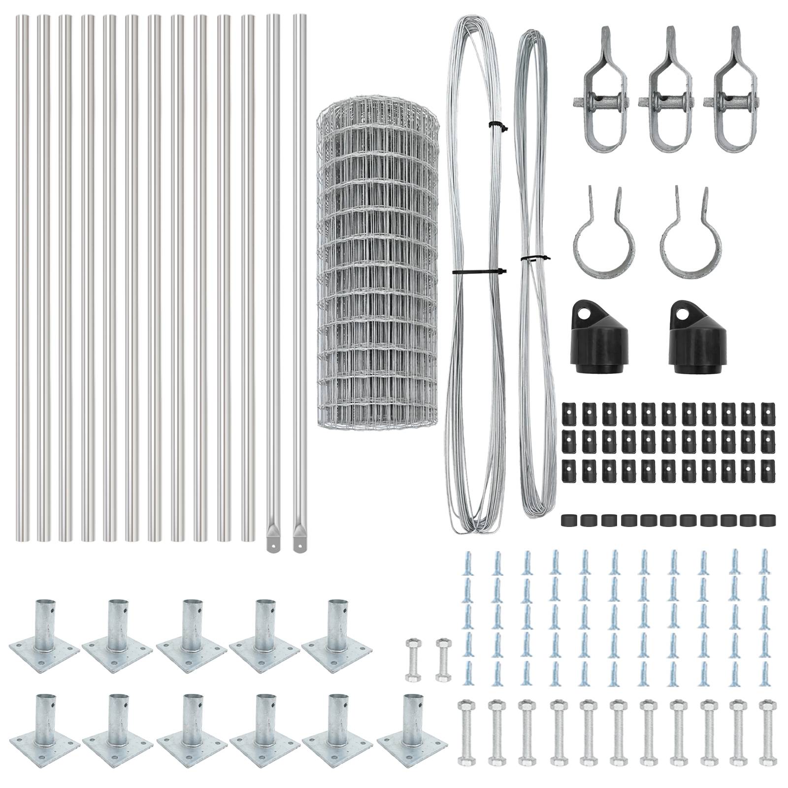 vidaXL Eurozaun mit 13 Flanschpfosten 0.4x50 m Galvanisierter Stahl
