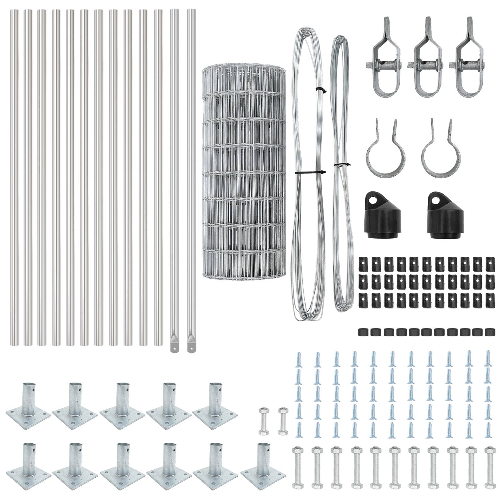 vidaXL Eurozaun mit 13 Flanschpfosten 0,6x25 m Verzinkter Stahl