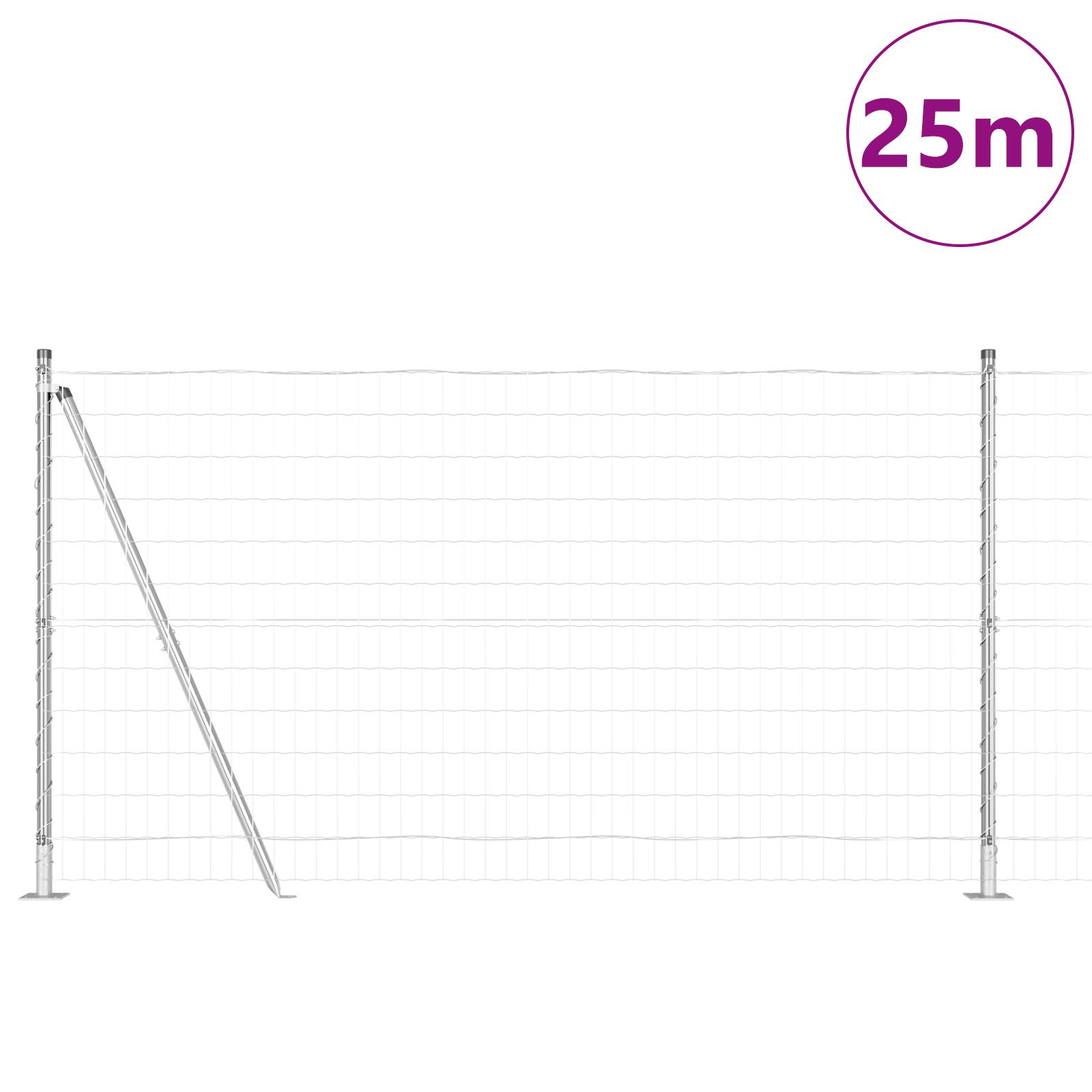 vidaXL Euro Zaun mit 13 Flanschpfosten 1,2x25 m Feuerverzinkter Stahl