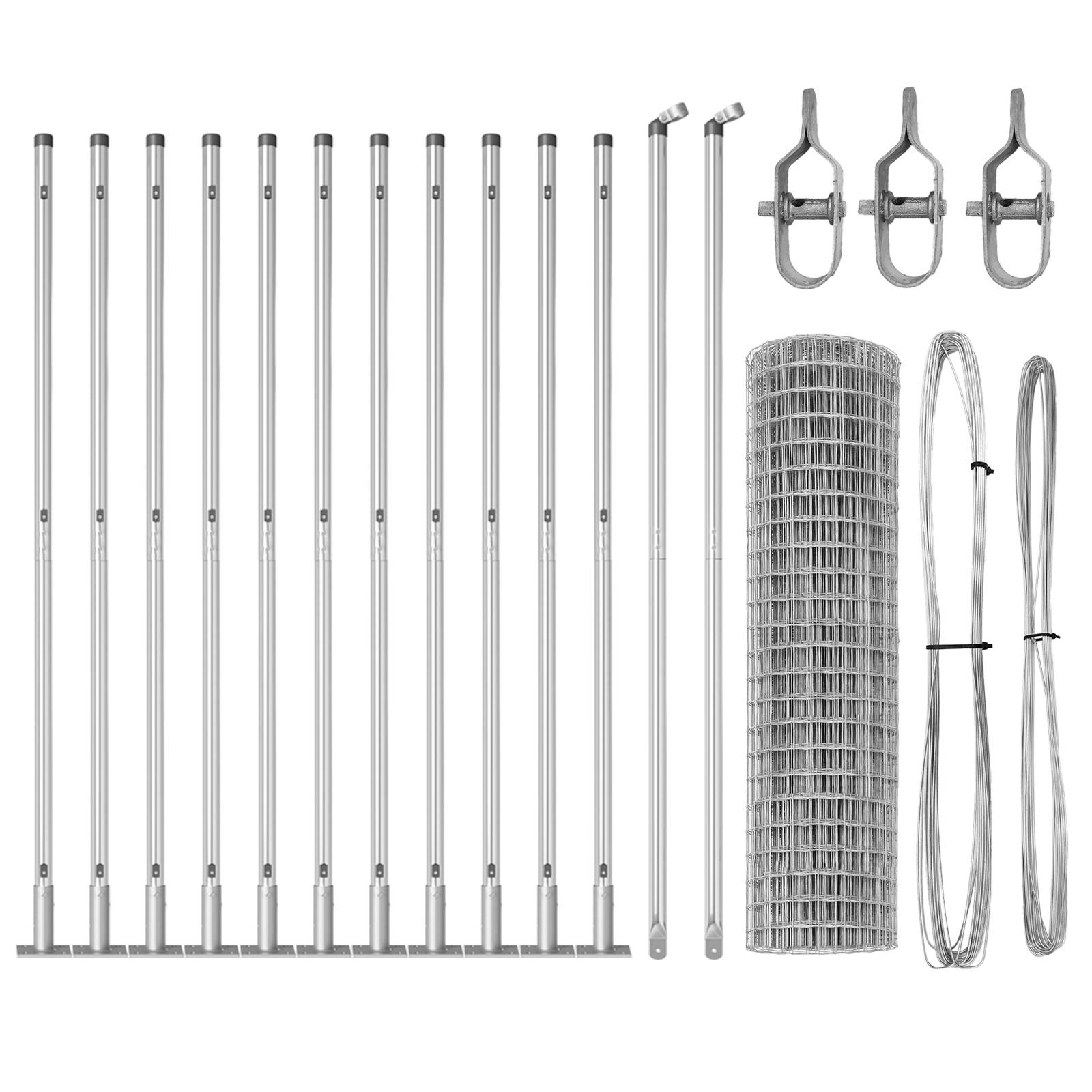 vidaXL Eurozaun mit 13 Flanschpfosten 1,2x25 m aus verzinktem Stahl