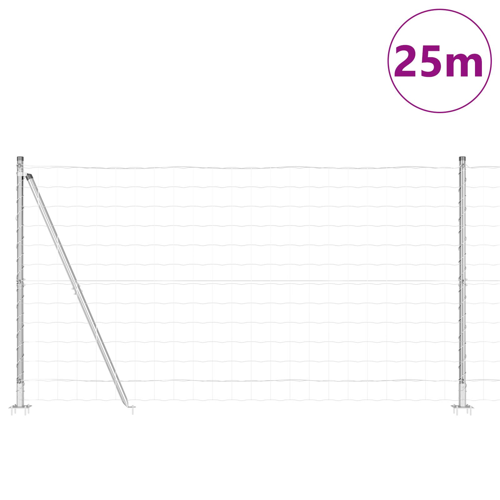 vidaXL Eurozaun mit 13 Flanschpfosten 1,2x25 m aus verzinktem Stahl