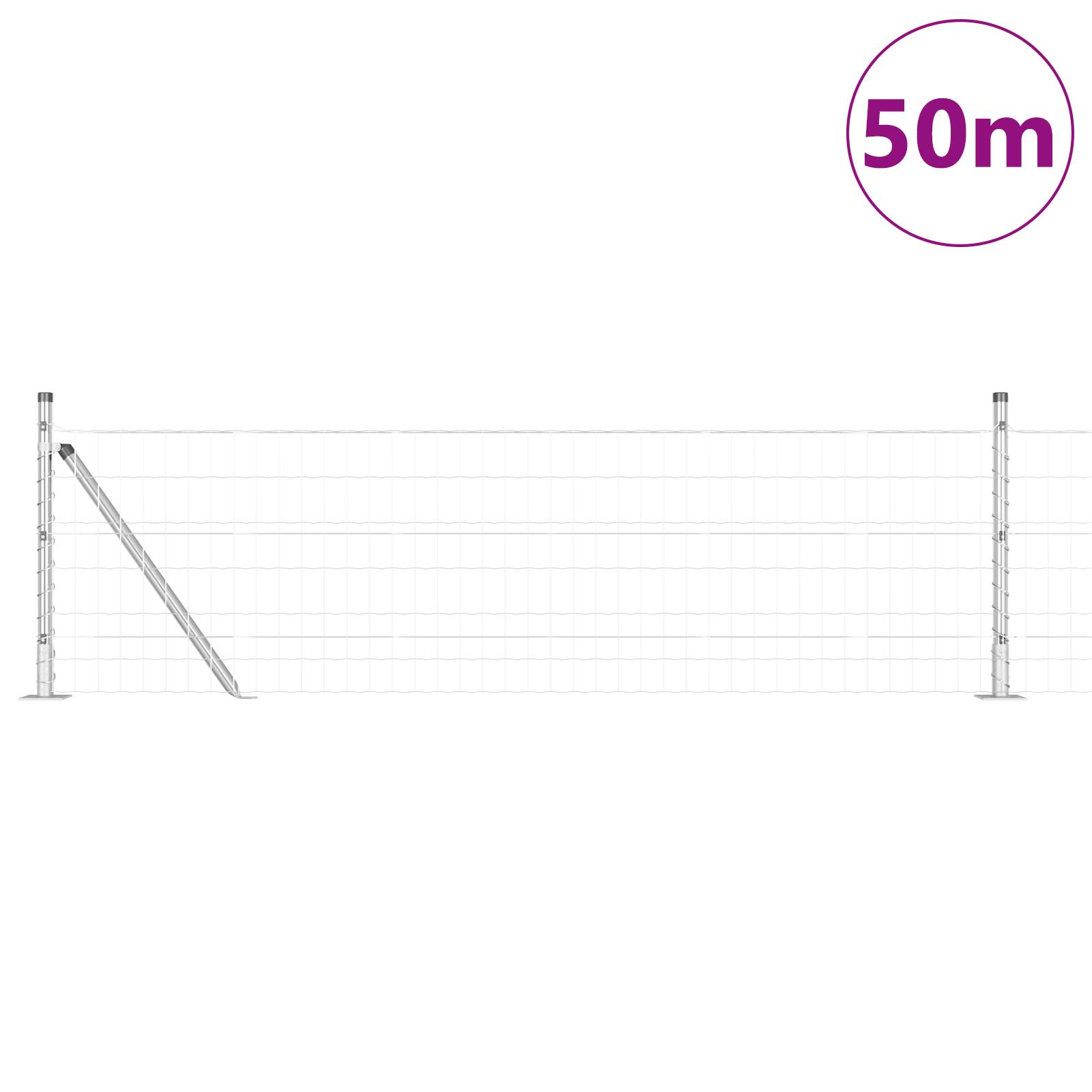 vidaXL Euro Zaun mit 13 Flanschpfosten 0,6x50 m verzinktem Stahl