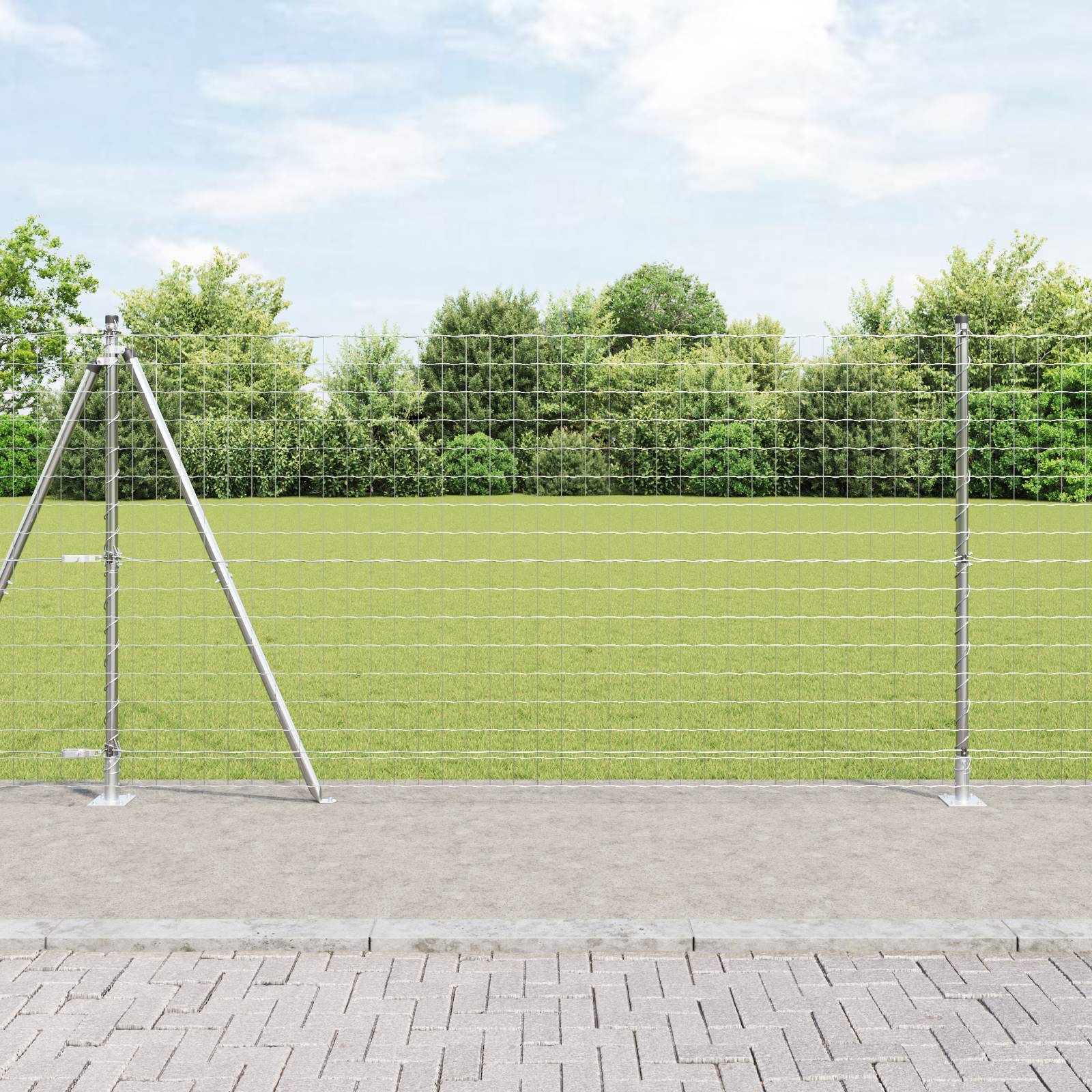 vidaXL Euro-Zaun mit 13 Flanschpfosten 1,2x25 m verzinkter Stahl