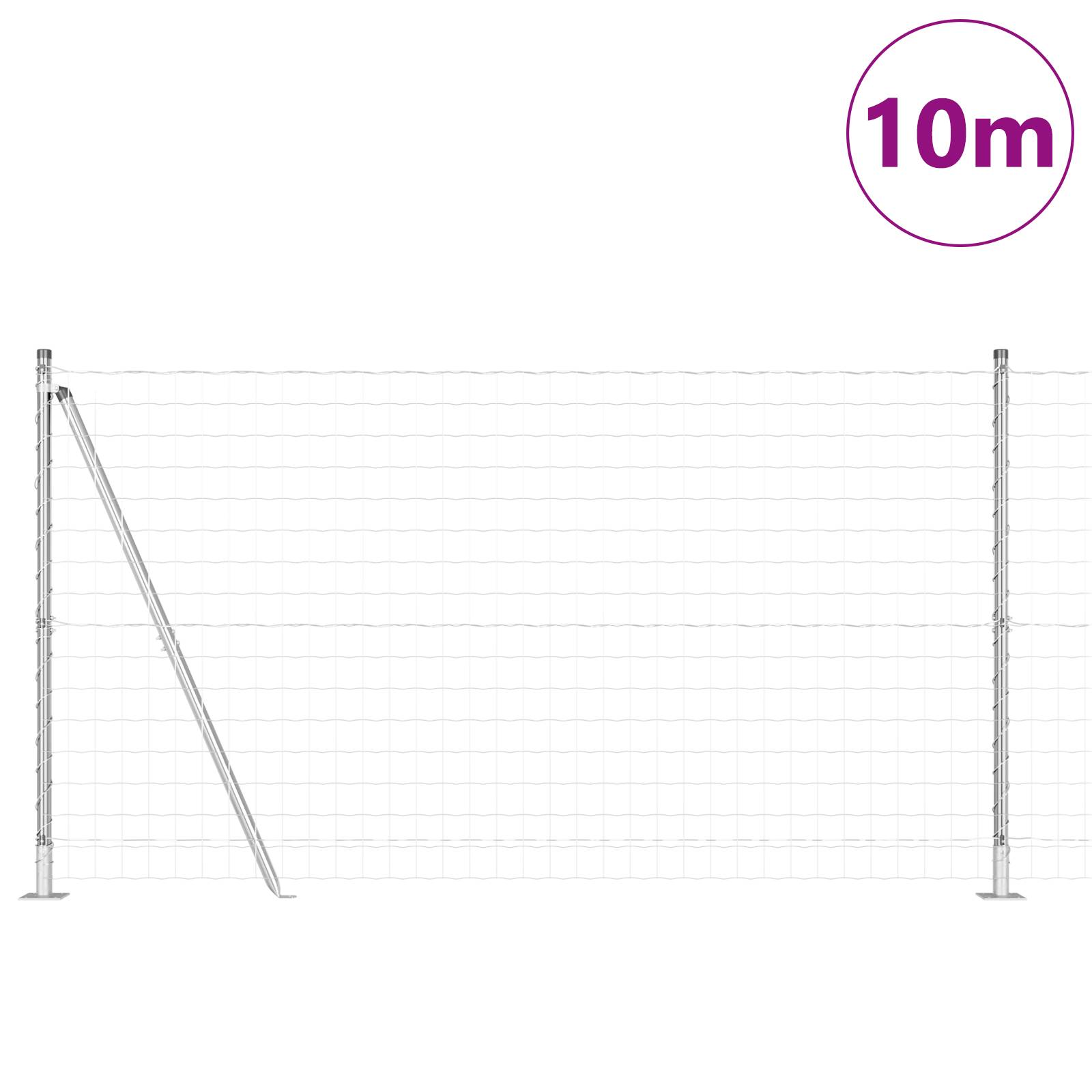 vidaXL Euro Zaun mit 7 Flanschpfosten 1,2x10 m Verzinkter Stahl