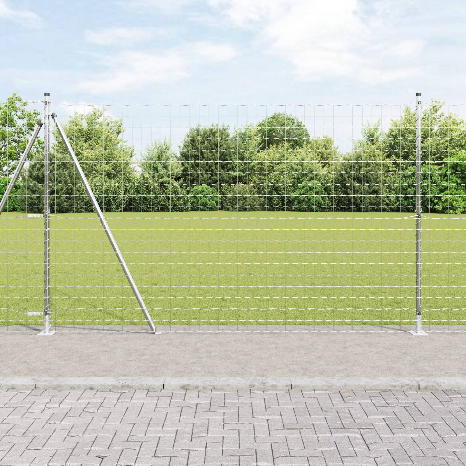 vidaXL Euro Zaun mit 7 Flanschpfosten 1,4x10 m feuerverzinkter Stahl