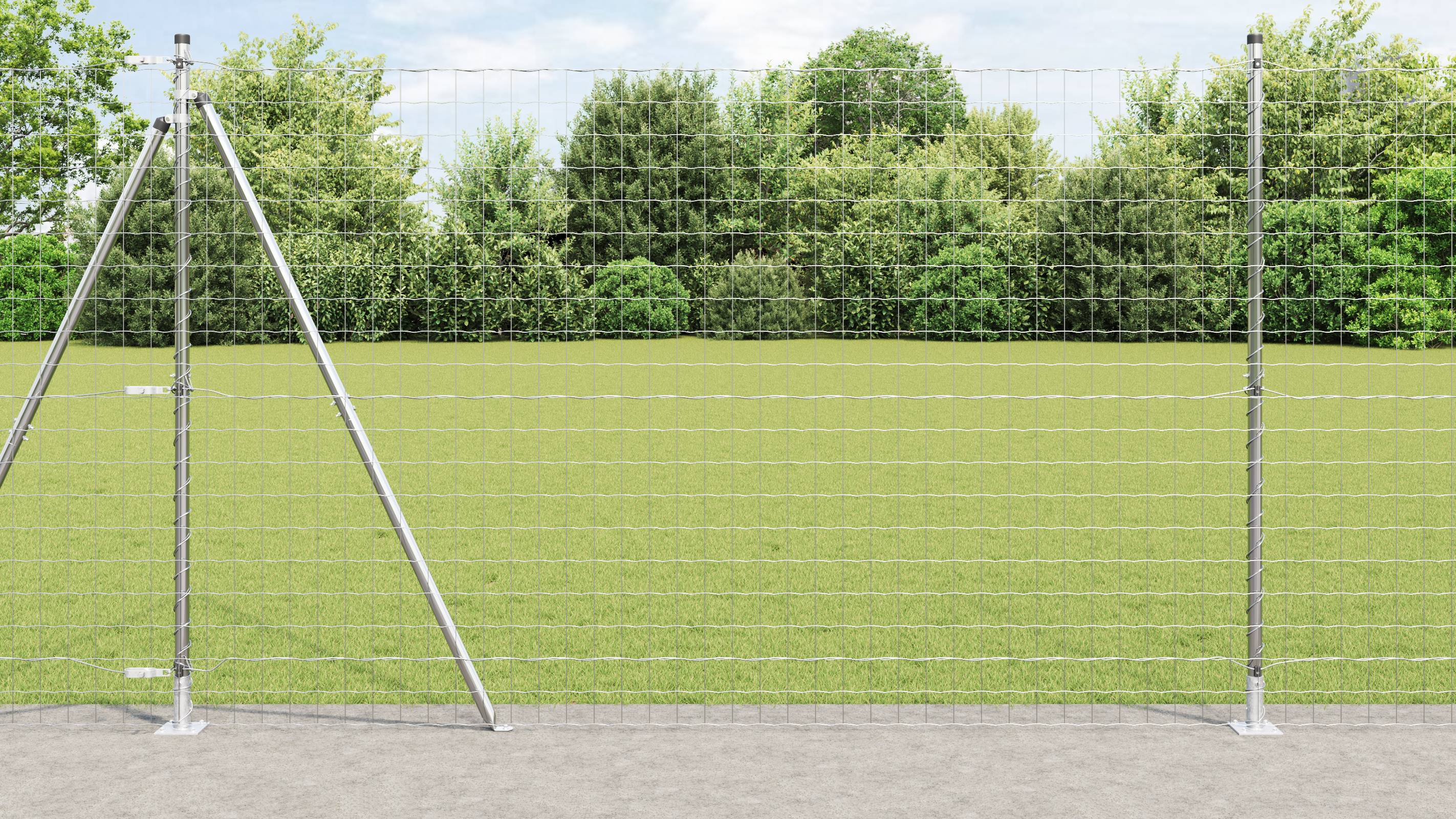 vidaXL Euro Zaun mit 7 Flanschpfosten 1,4x10 m feuerverzinkter Stahl