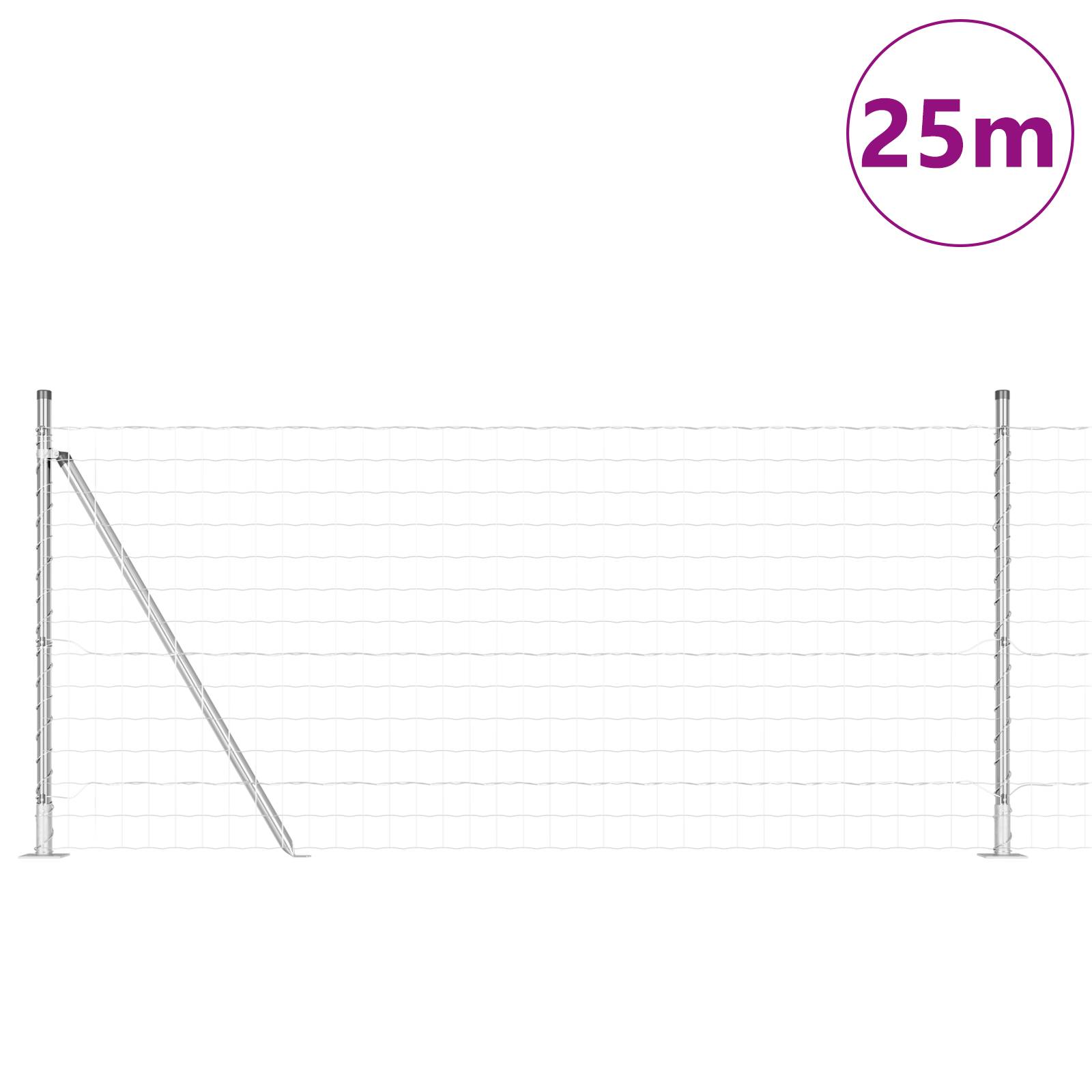 vidaXL Eurozaun mit 13 Flanschpfosten 0.8x25 m verzinkter Stahl