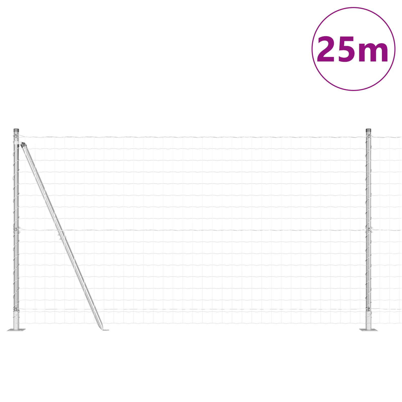 vidaXL Euro-Zaun mit 13 Flanschpfosten 1,2x25 m verzinkter Stahl