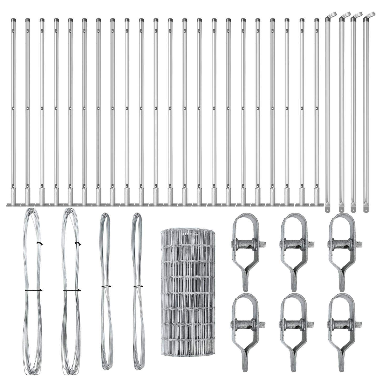 vidaXL Euro Zaun mit 13 Flanschpfosten 0.6x50 m Verzinkter Stahl