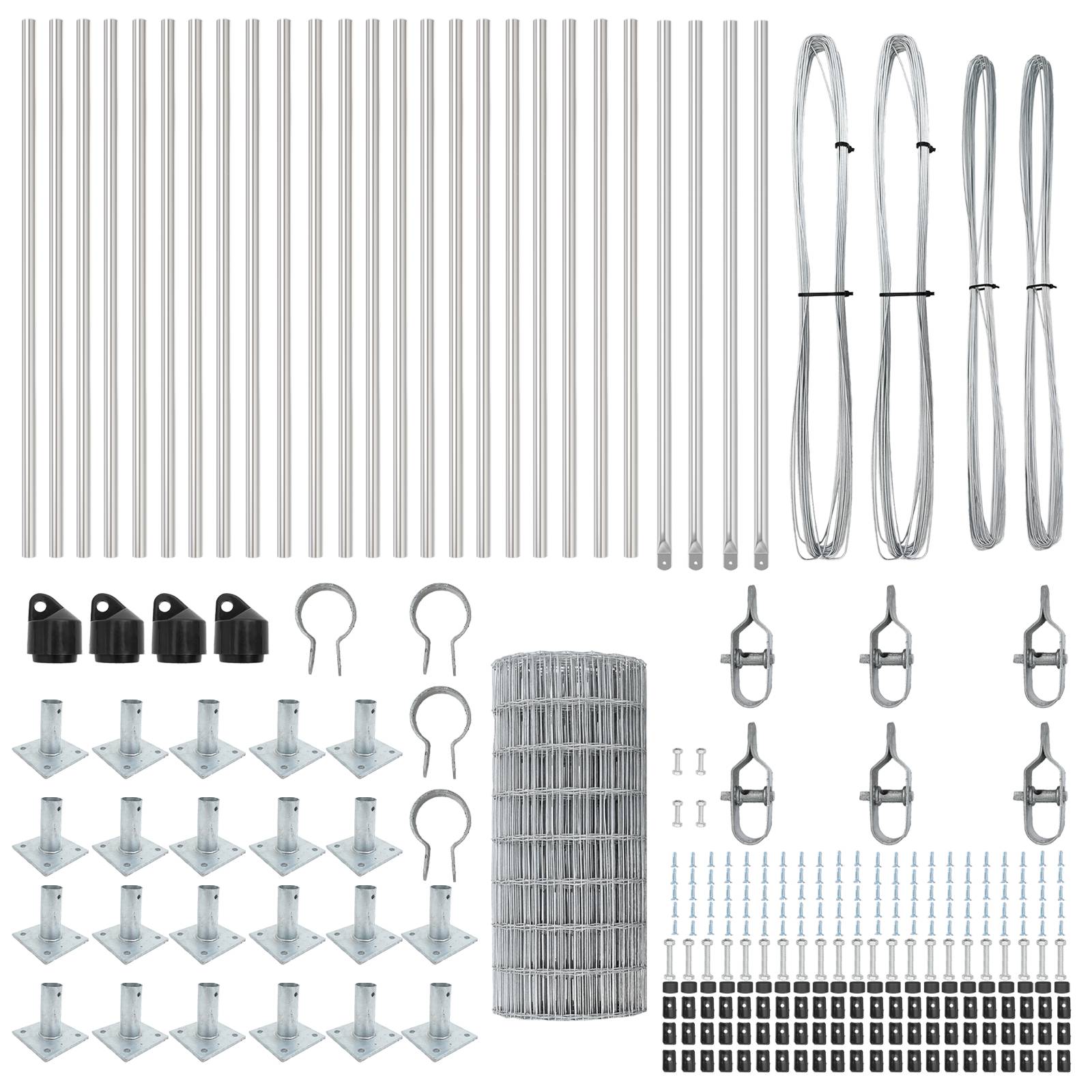 vidaXL Euro Zaun mit 13 Flanschpfosten 0.6x50 m Verzinkter Stahl