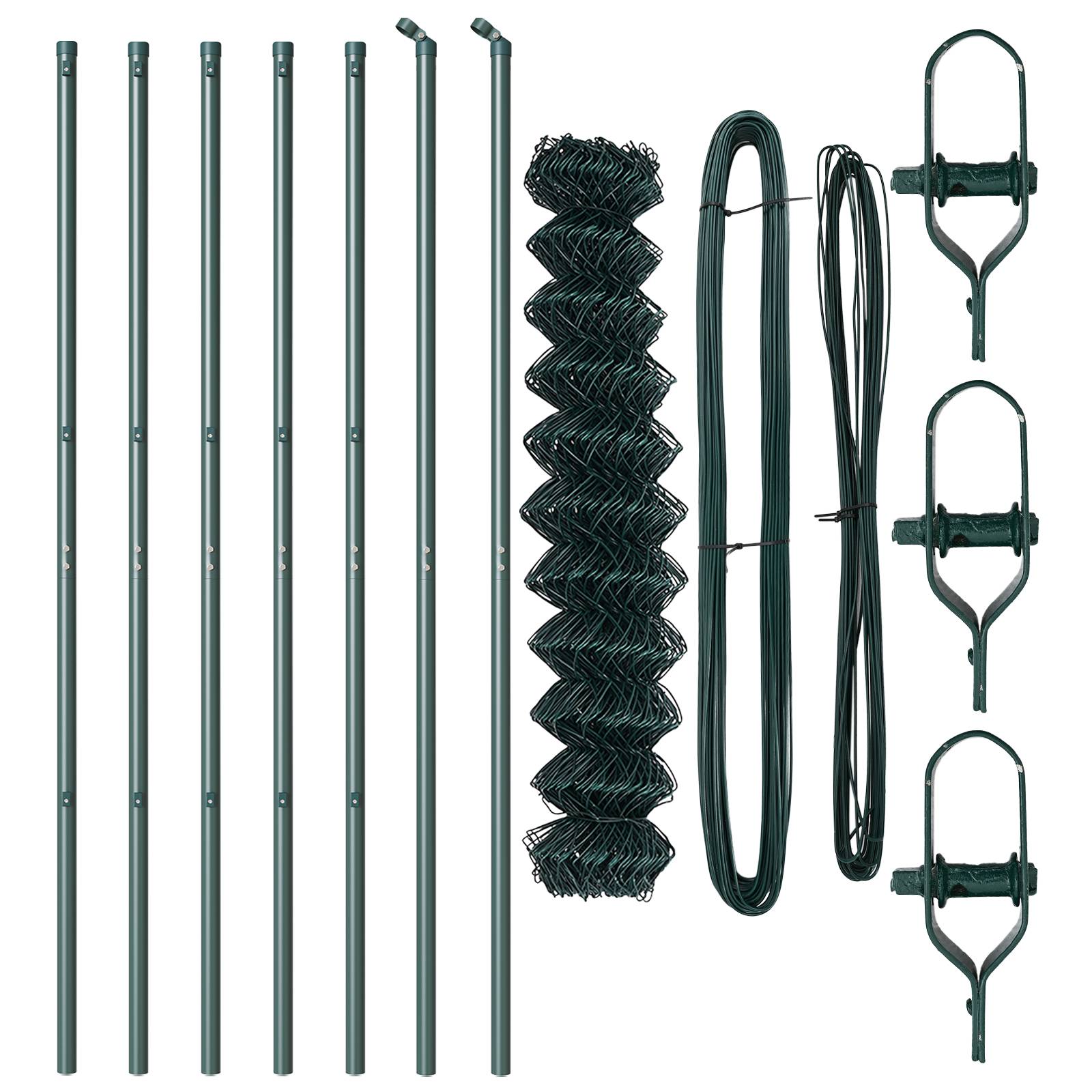 vidaXL Stahlzaun mit 7 Pfosten 1.4x10 m Verzinkter Stahl Grün