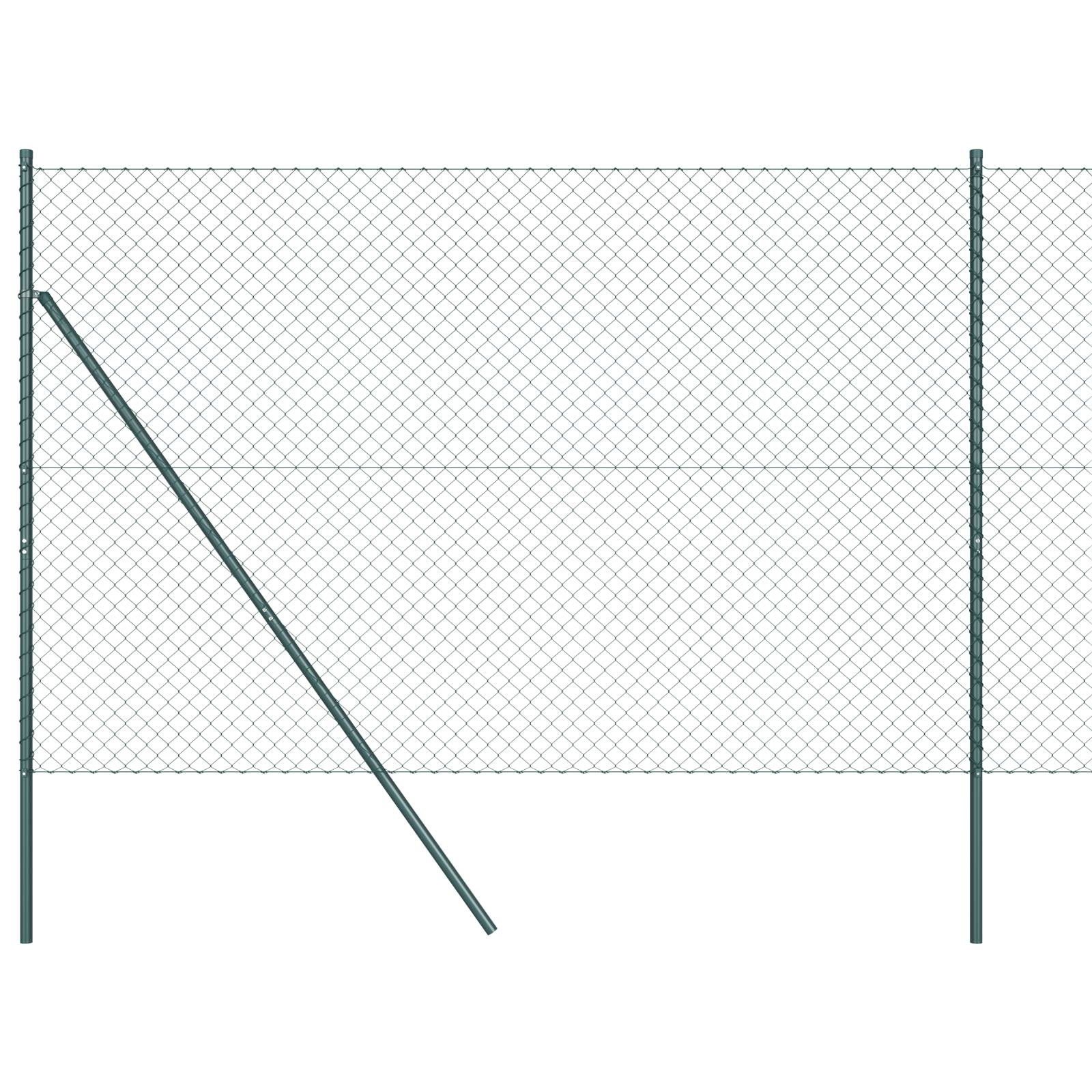vidaXL Kettenzaun mit 7 Pfosten 1.6x10 m Verzinkter Stahl Grün
