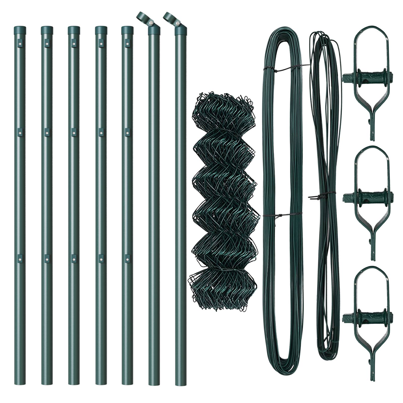 vidaXL Kettenzaun mit 7 Pfosten 0.8x10 m Verzinkter Stahl Grün