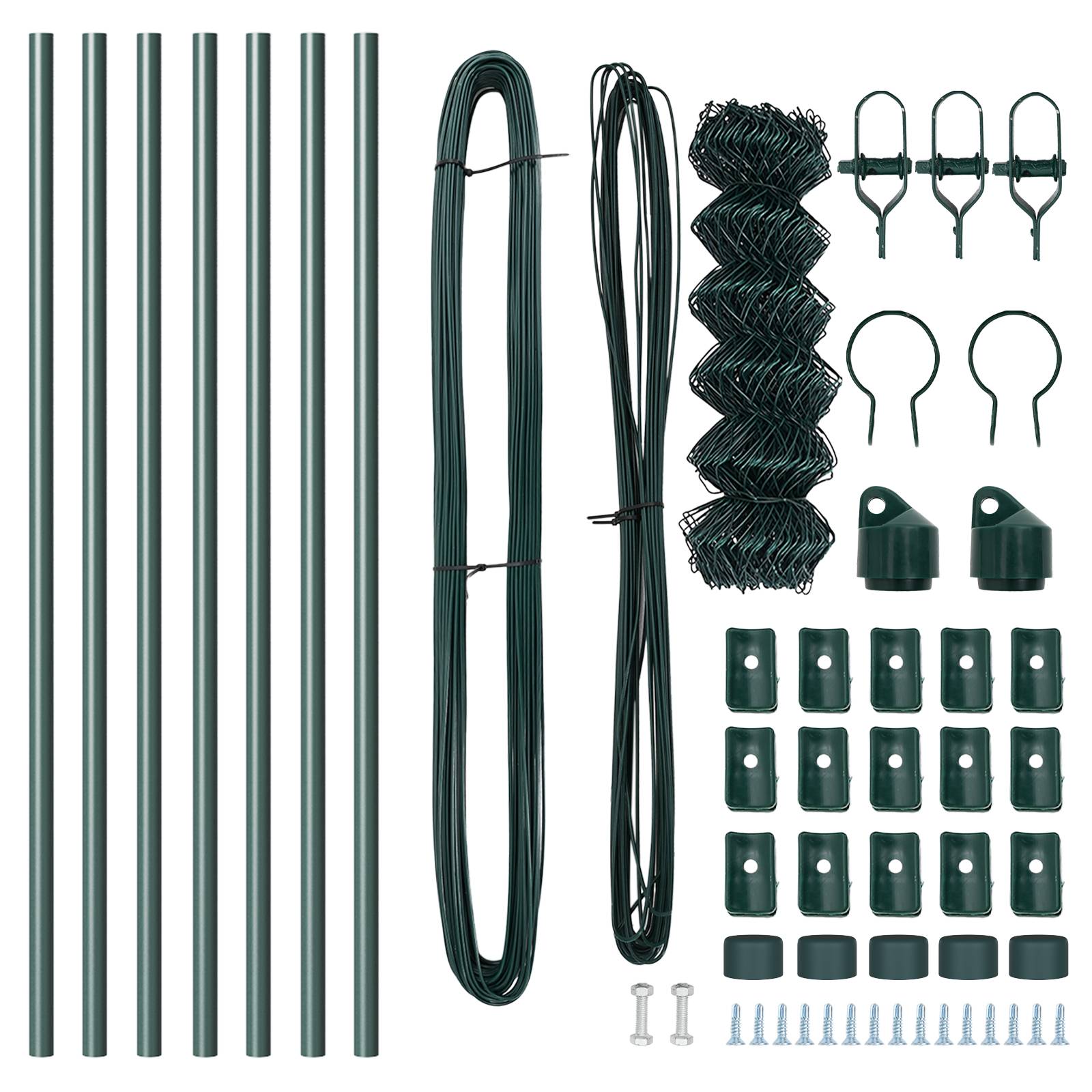 vidaXL Kettenzaun mit 7 Pfosten 0,4x10 m Verzinkter Stahl Grün