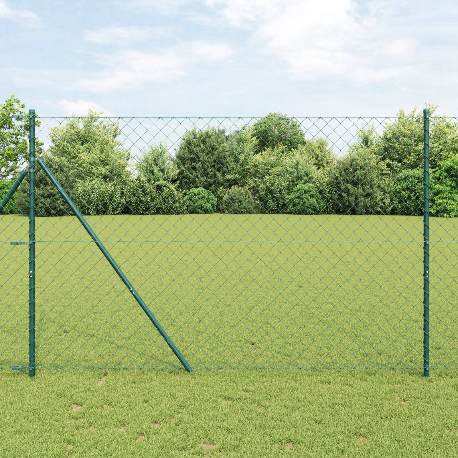 vidaXL Kettenzaun mit 7 Pfosten 1,6x10 m Verzinkter Stahl Grün