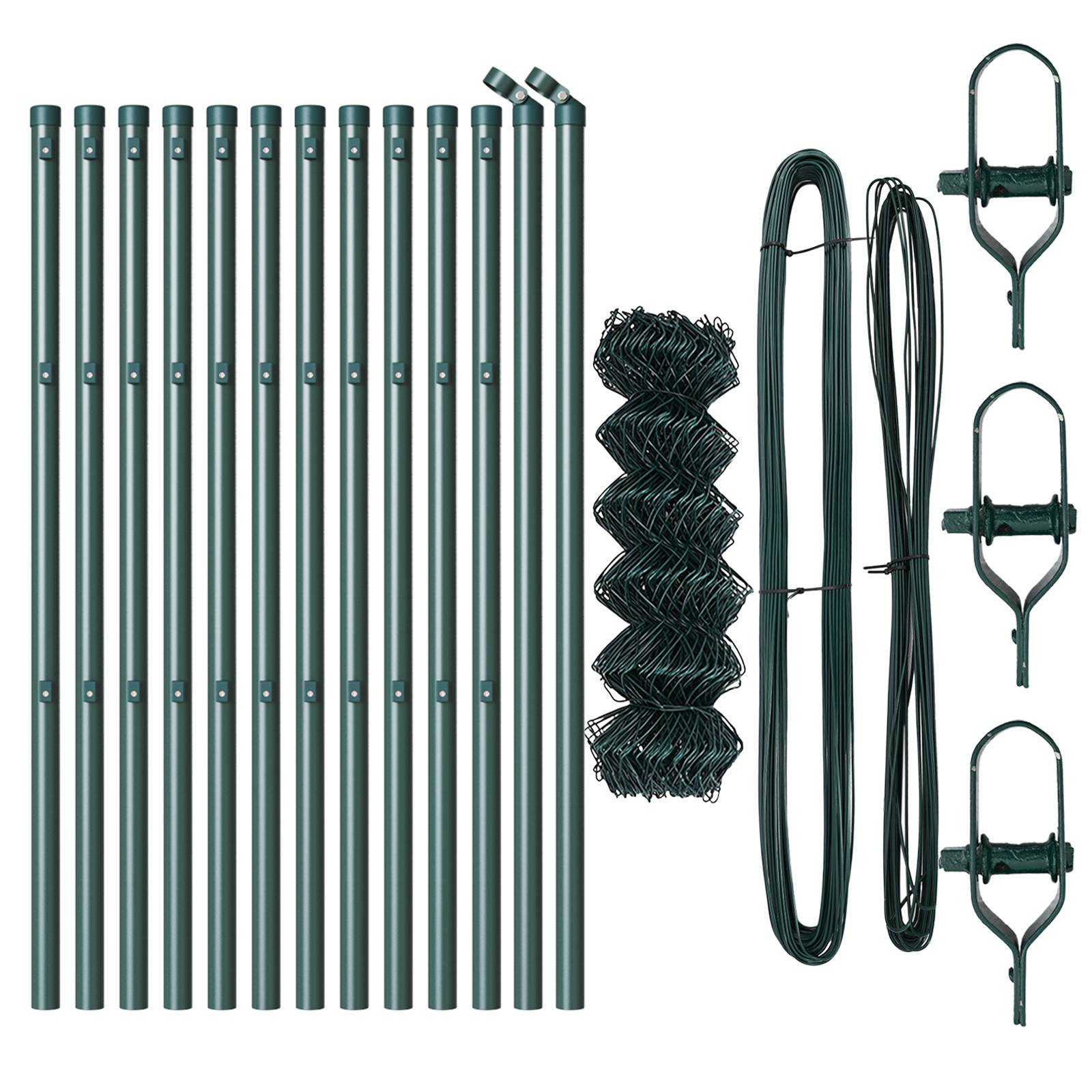 vidaXL Kettengliedzaun mit 13 Stützen 0.6x25 m galvanisierter Stahl grün