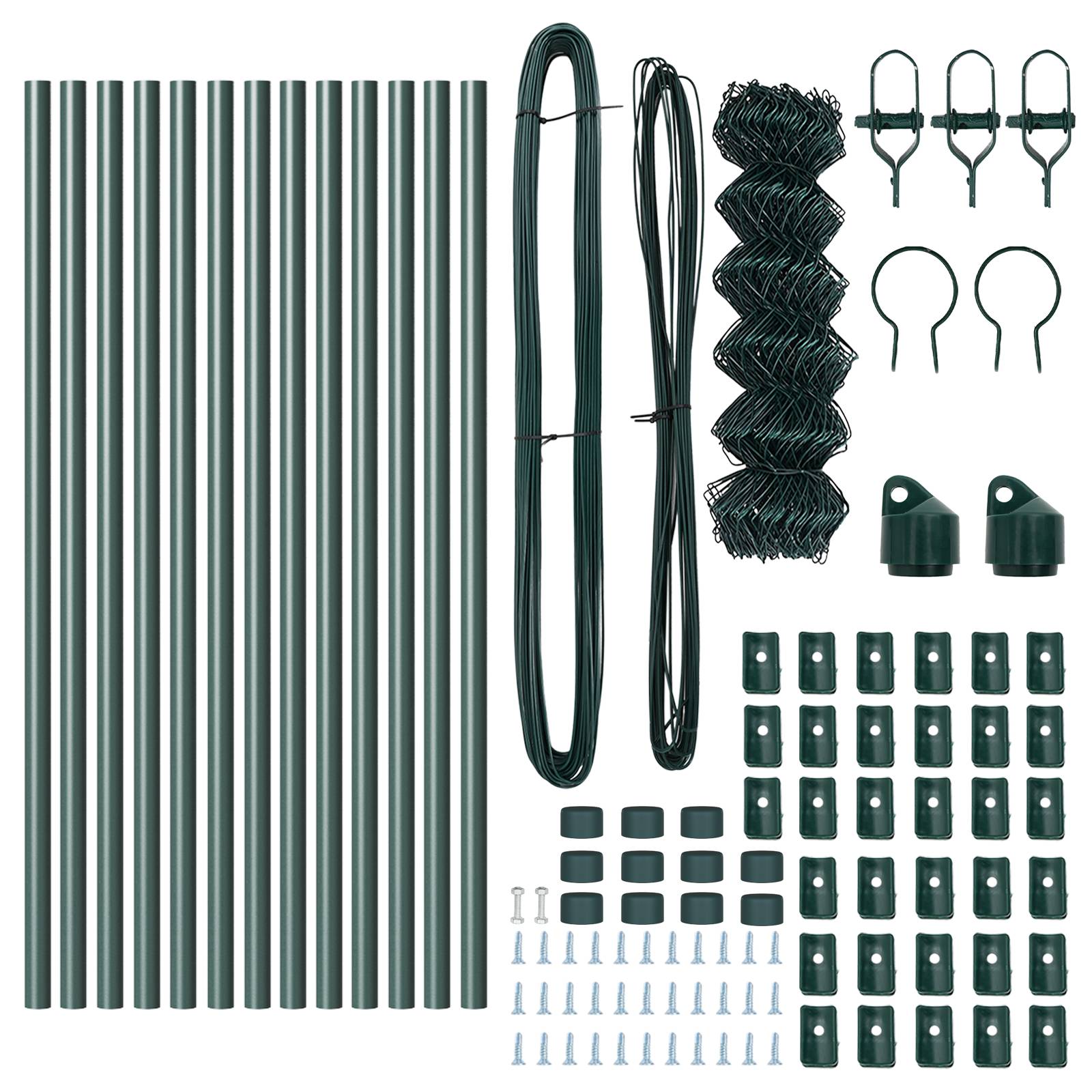vidaXL Kettengliedzaun mit 13 Stützen 0.6x25 m galvanisierter Stahl grün