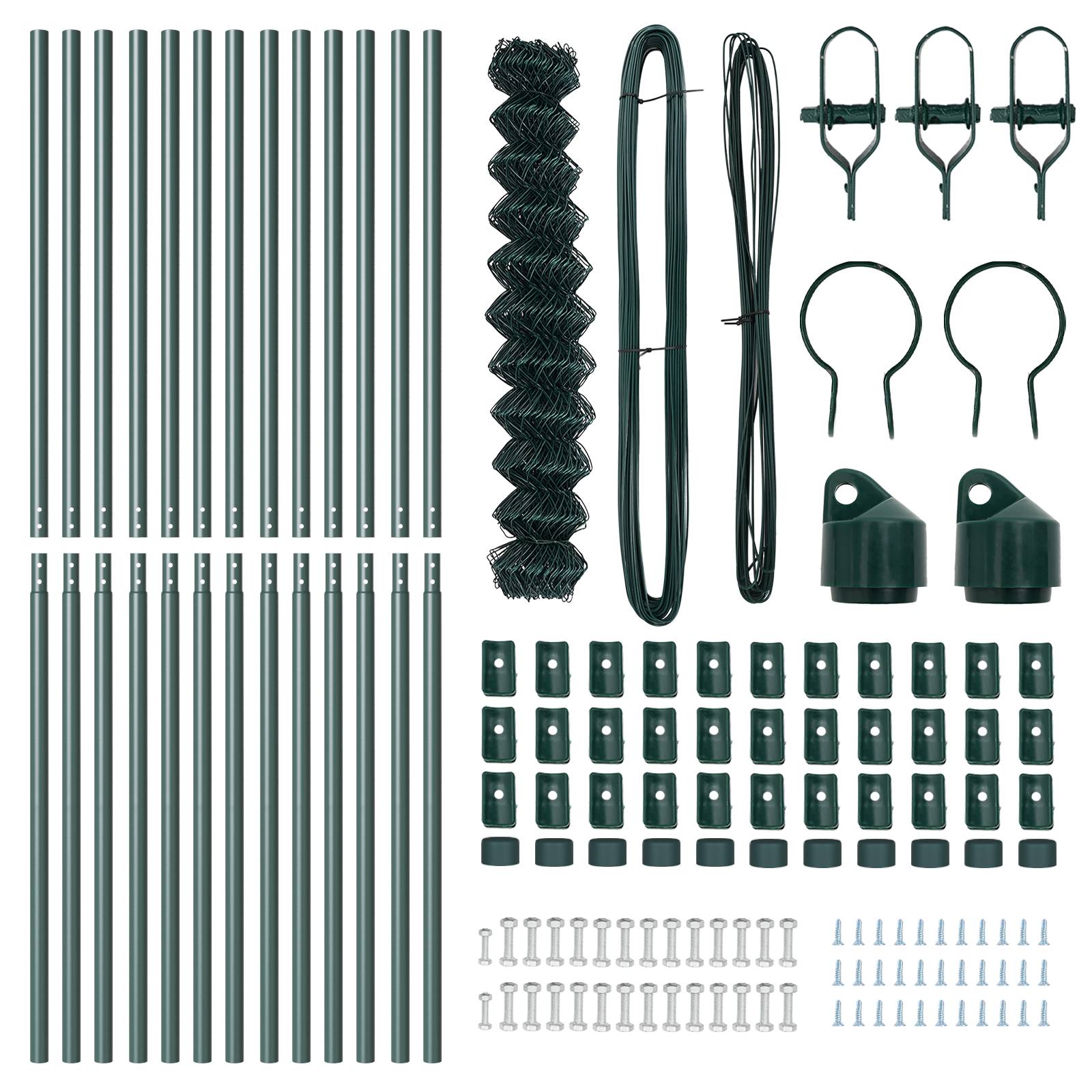 vidaXL Kettengliedzaun mit 13 Pfosten 1,2 x 25 m verzinkter Stahl Grün