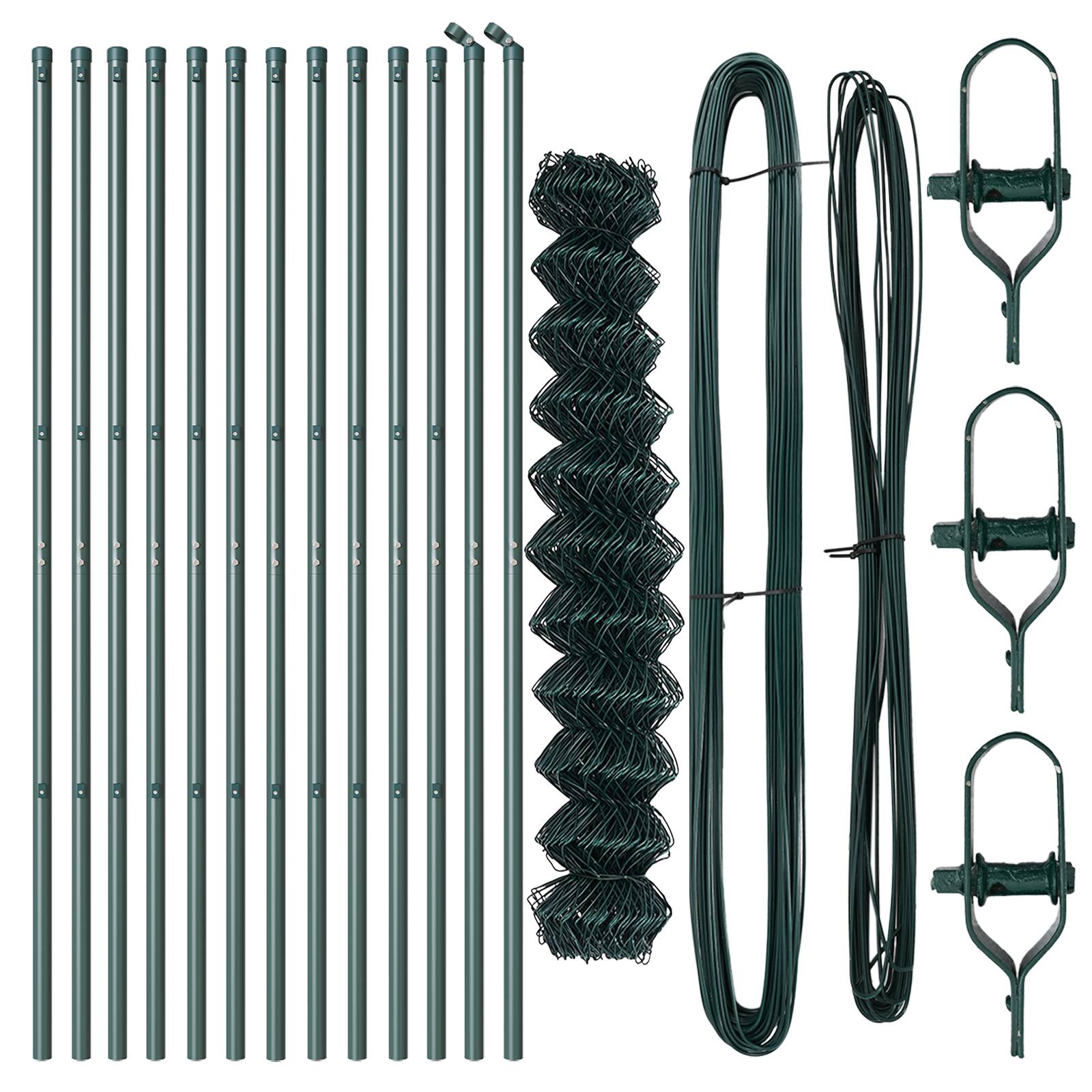 vidaXL Drahtzaun mit 13 Pfosten 1x25 m Verzinkter Stahl Grün