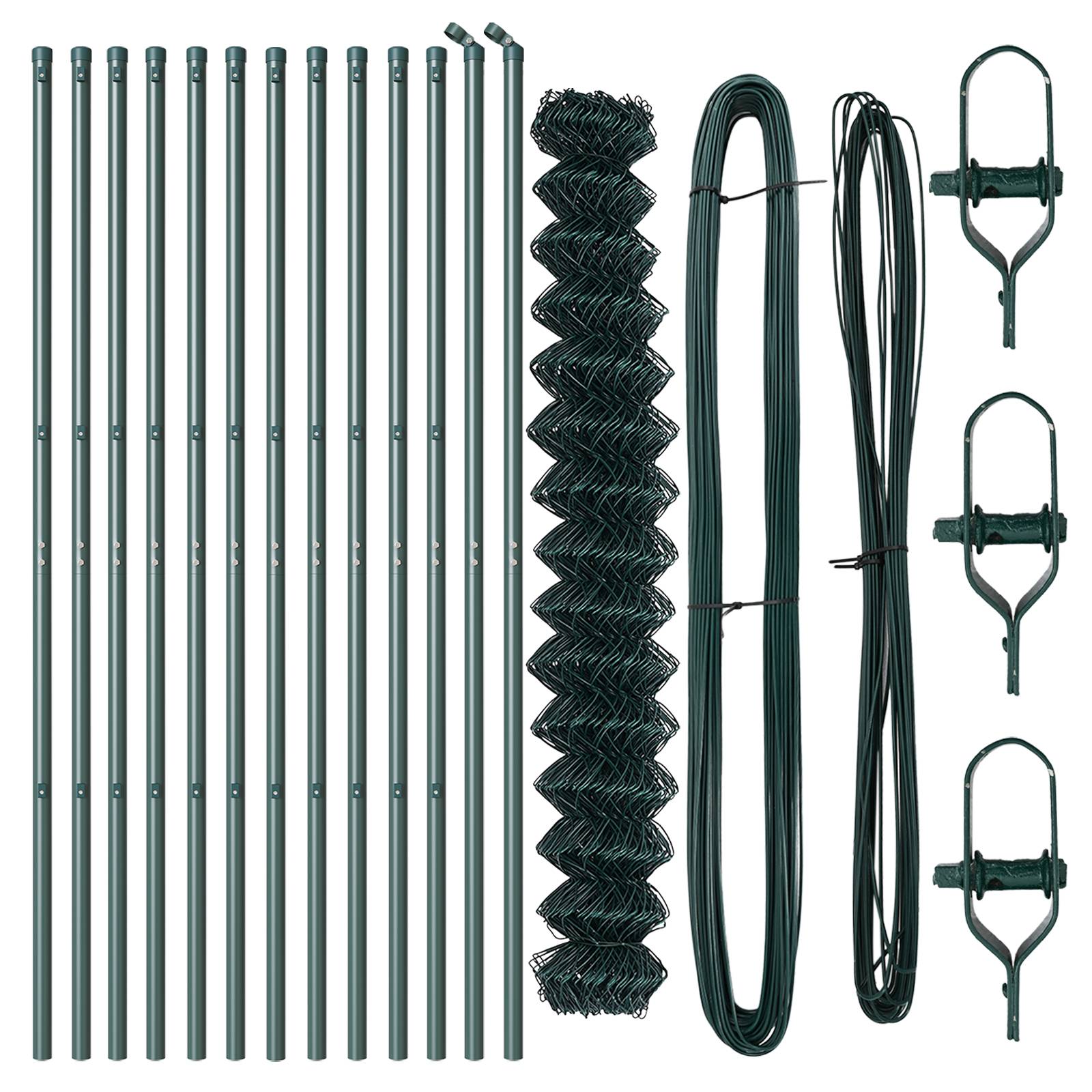 vidaXL Kettengliedzaun Set von 2 Grün Galvanisierter Stahl 1,5 x 25 m