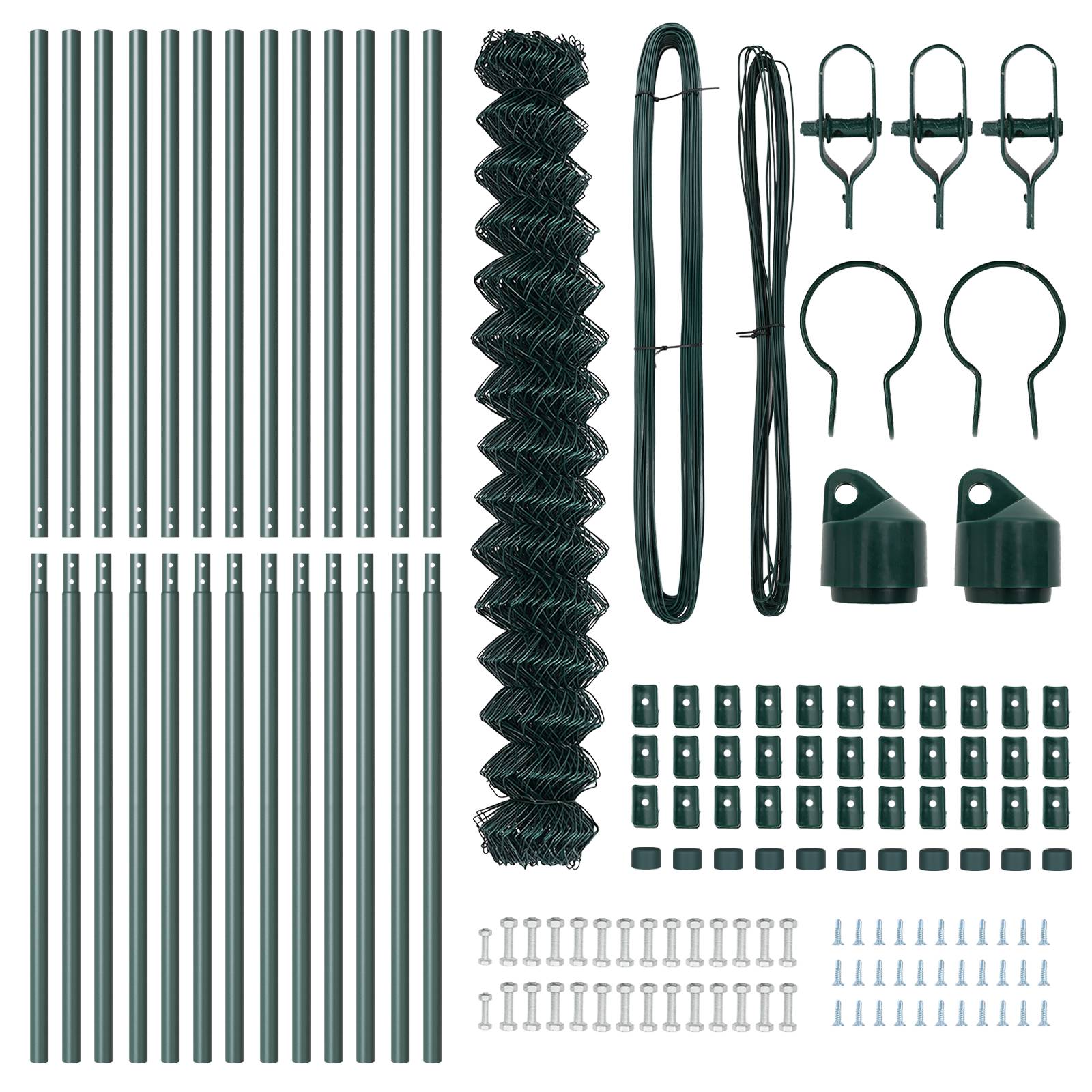 vidaXL Kettengliedzaun Set von 2 Grün Galvanisierter Stahl 1,5 x 25 m