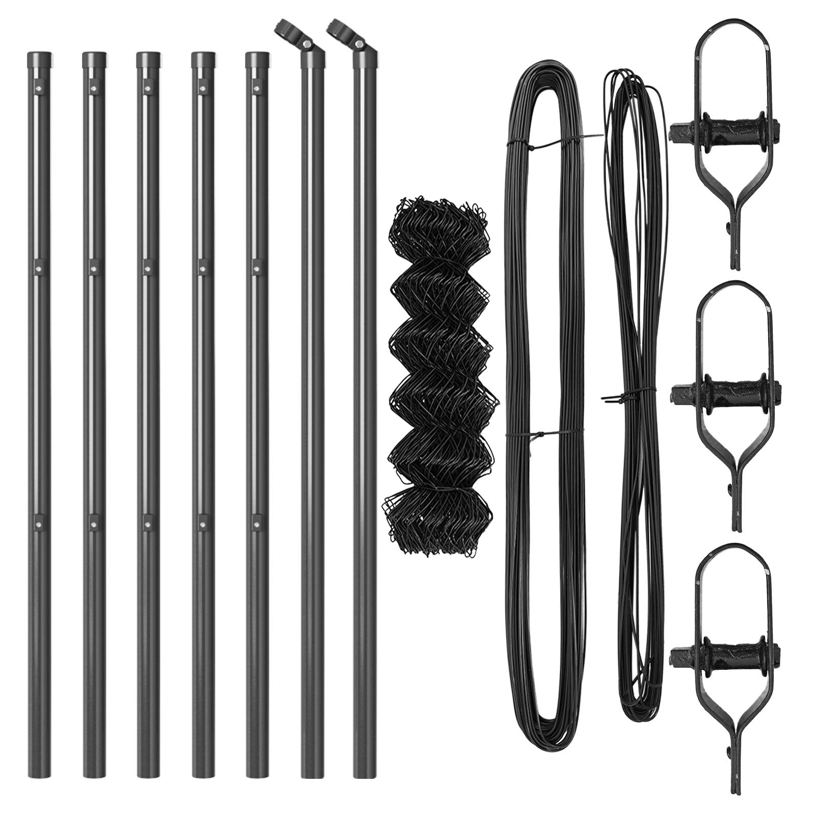 vidaXL Drahtzaun mit 7 Pfosten 0.4x10 m Verzinkter Stahl Grau