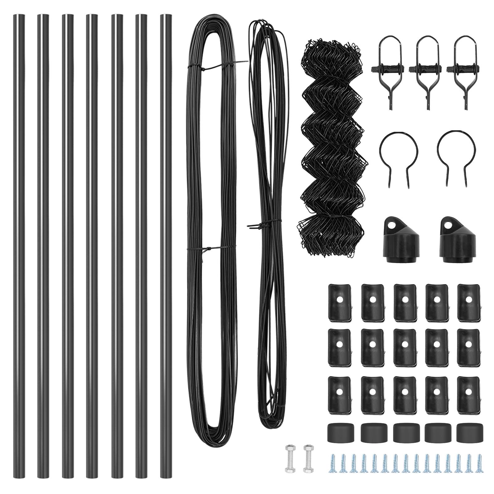 vidaXL Kettenzaun mit 7 Pfosten 0,8 x 10 m Verzinkter Stahl Grau